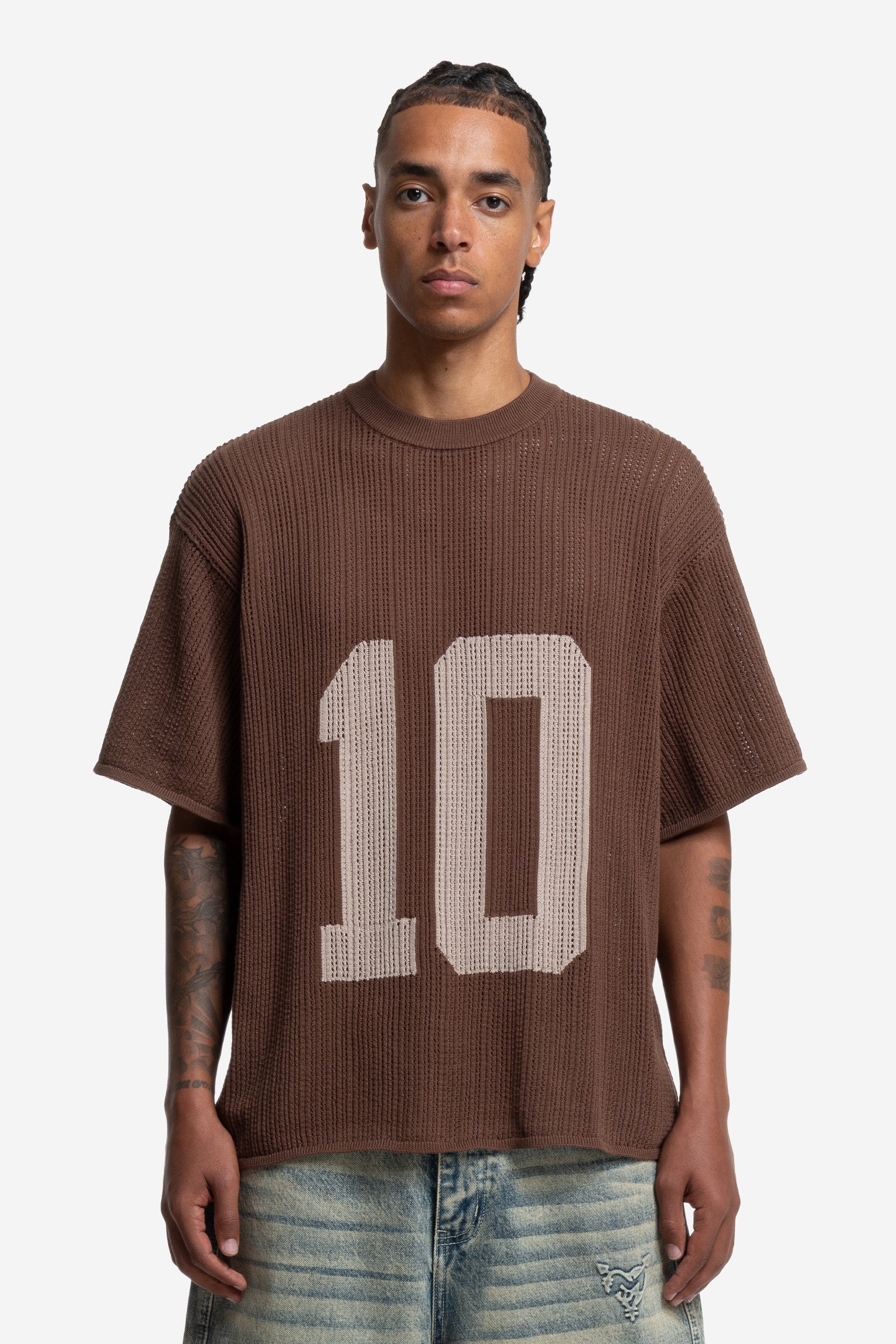 KNIT TEE JERSEY BROWN