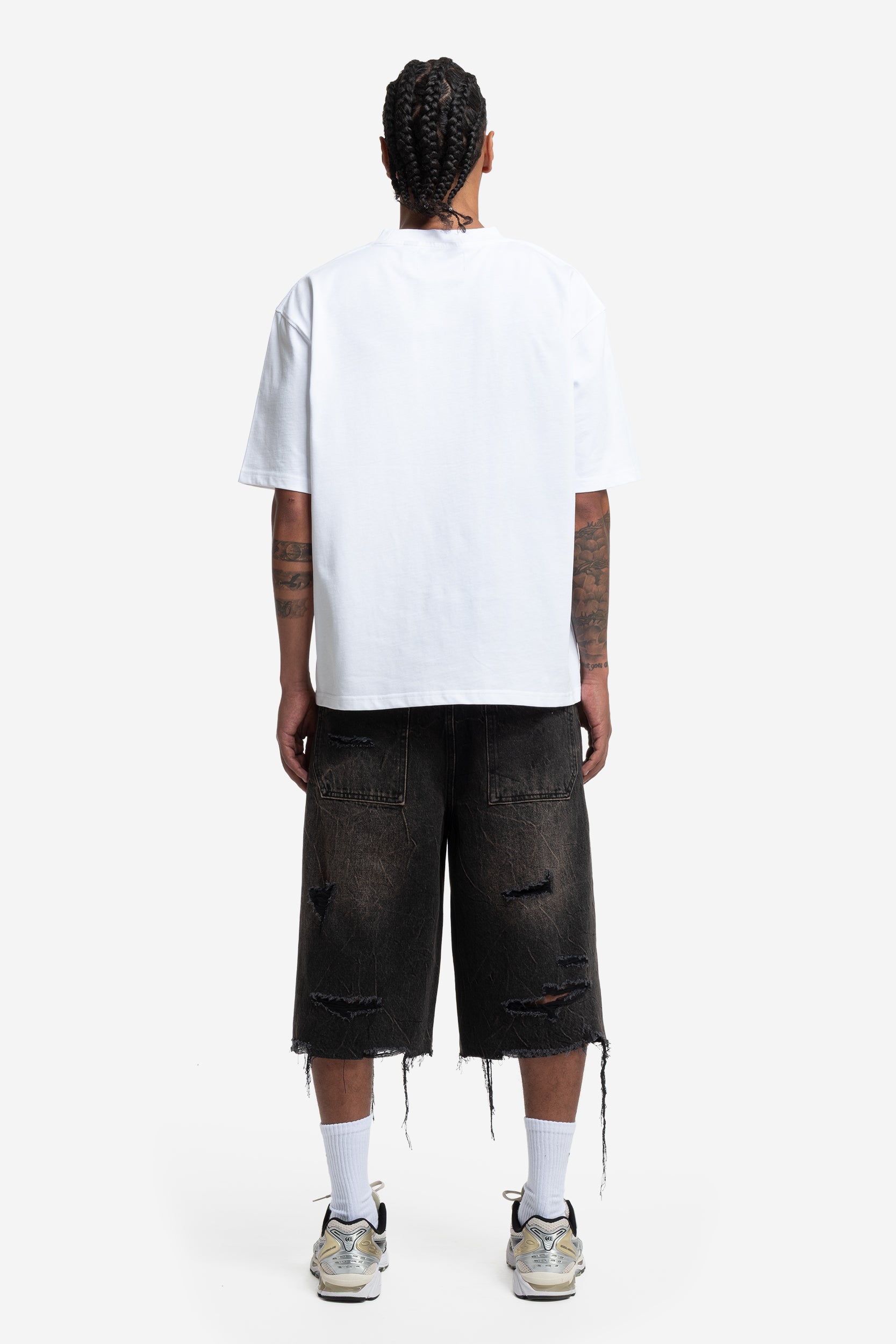 RIPPED DISTINCTIVE JORTS DARK GREY