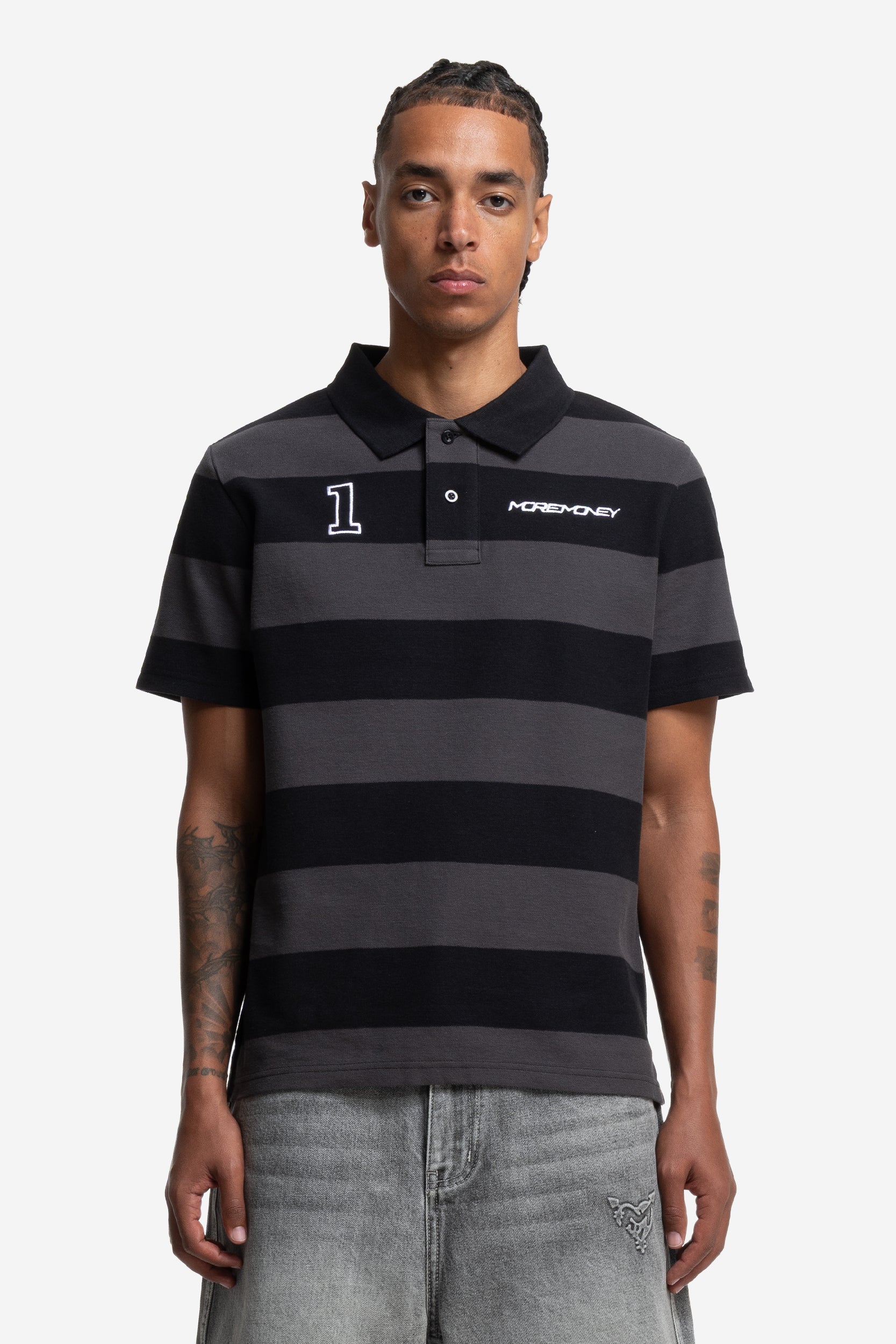 STRIPED POLO SHIRT BLACK