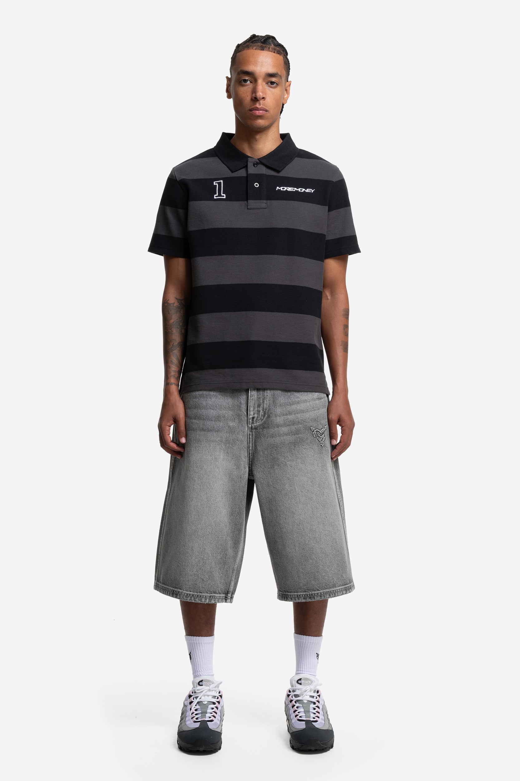 STRIPED POLO SHIRT BLACK