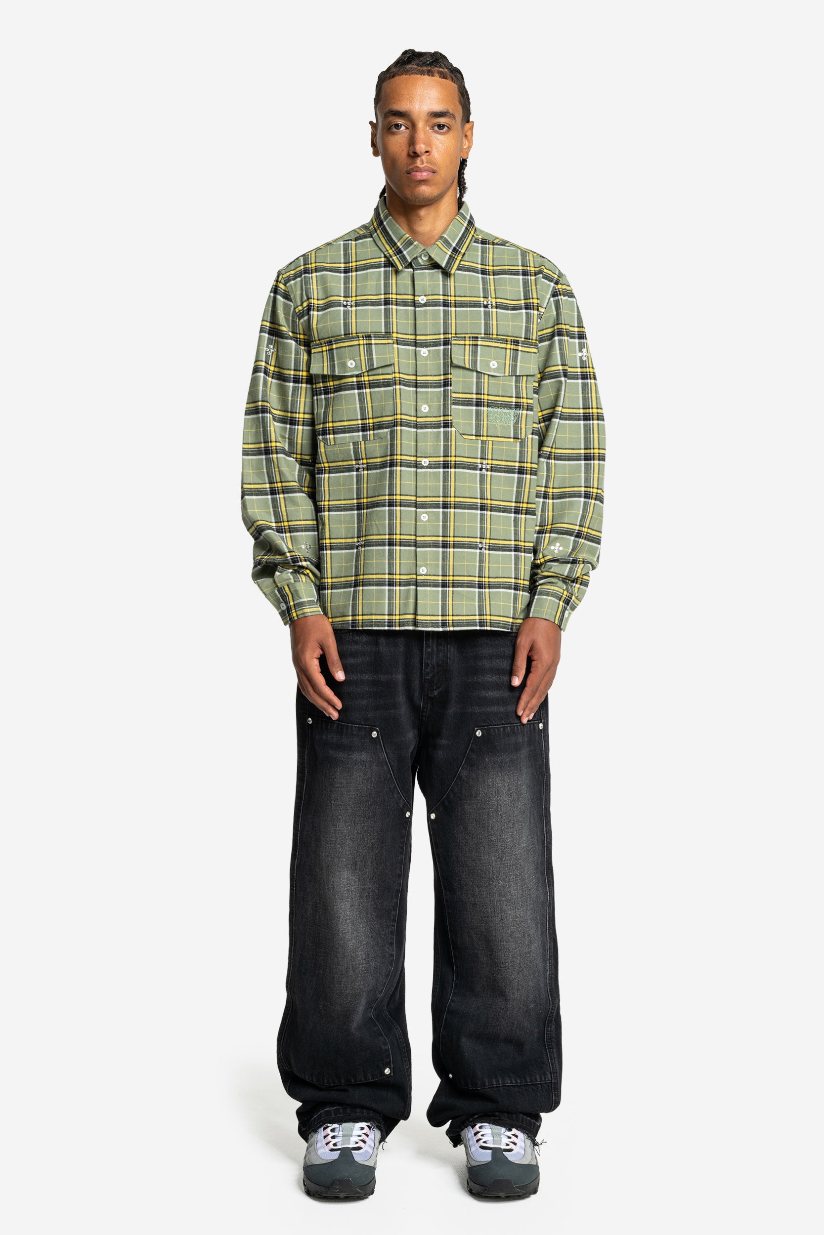 PLUS RHINESTONE FLANNEL GREEN