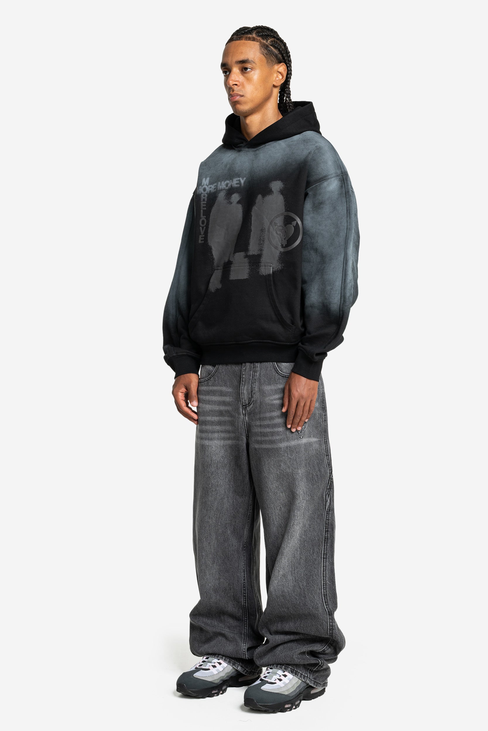 LOST BOND HOODIE BLACK SPRAY WASHED