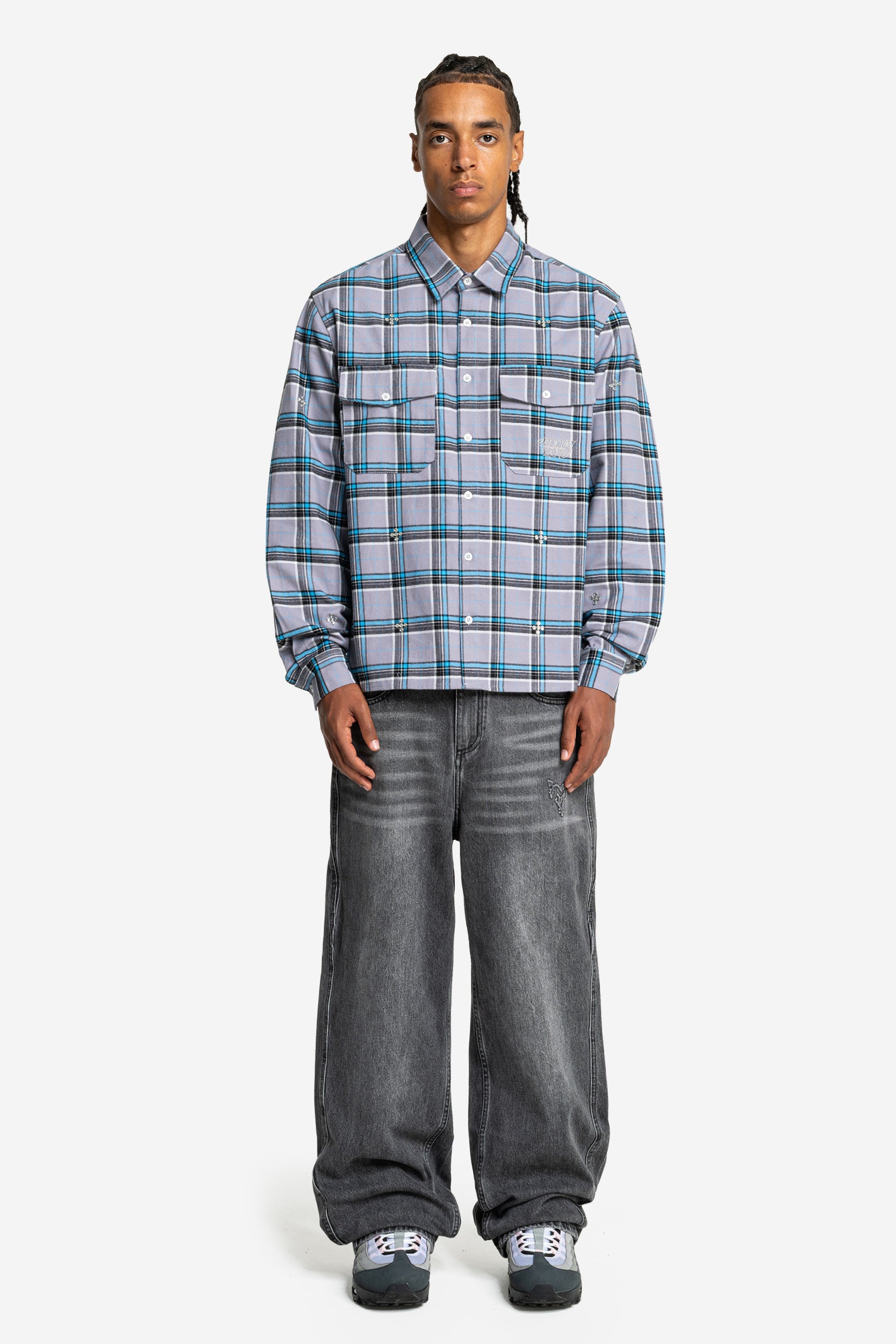 PLUS RHINESTONE FLANNEL BLUE