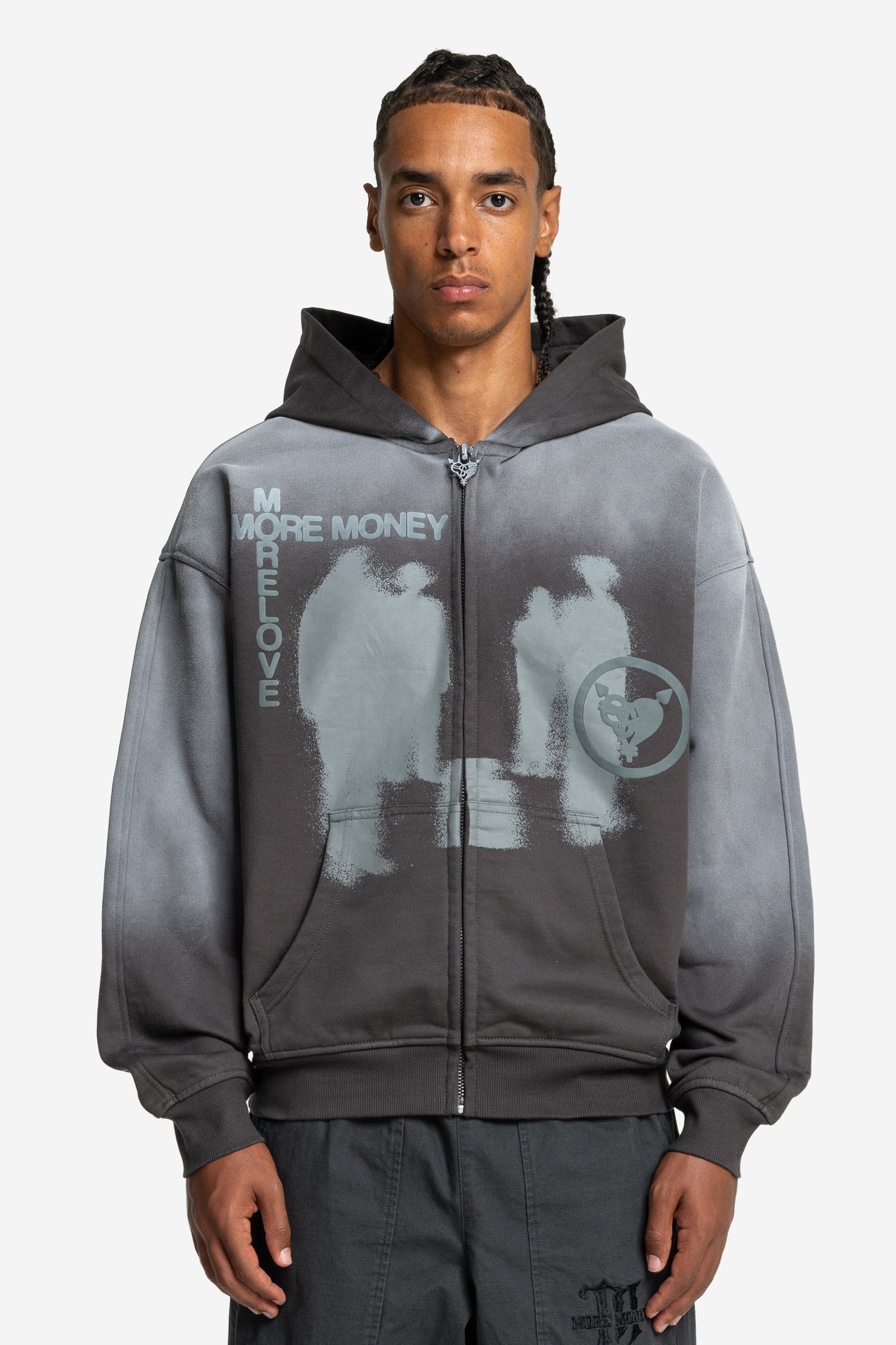 LOST BOND ZIP DARK GRAY SPRAY WASHED