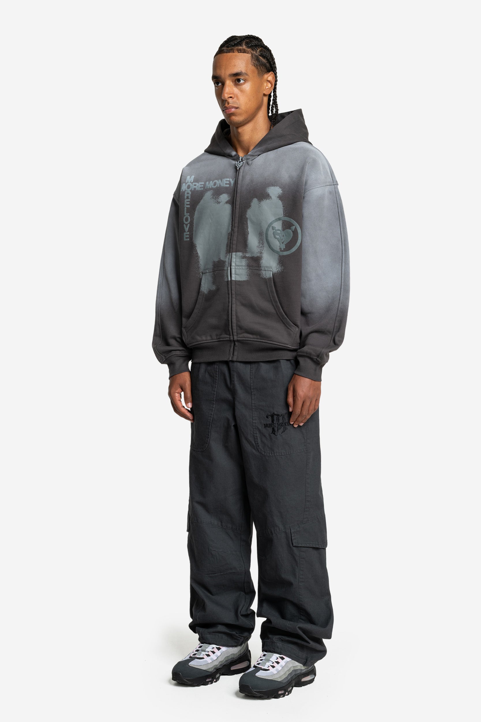 LOST BOND ZIP DARK GRAY SPRAY WASHED