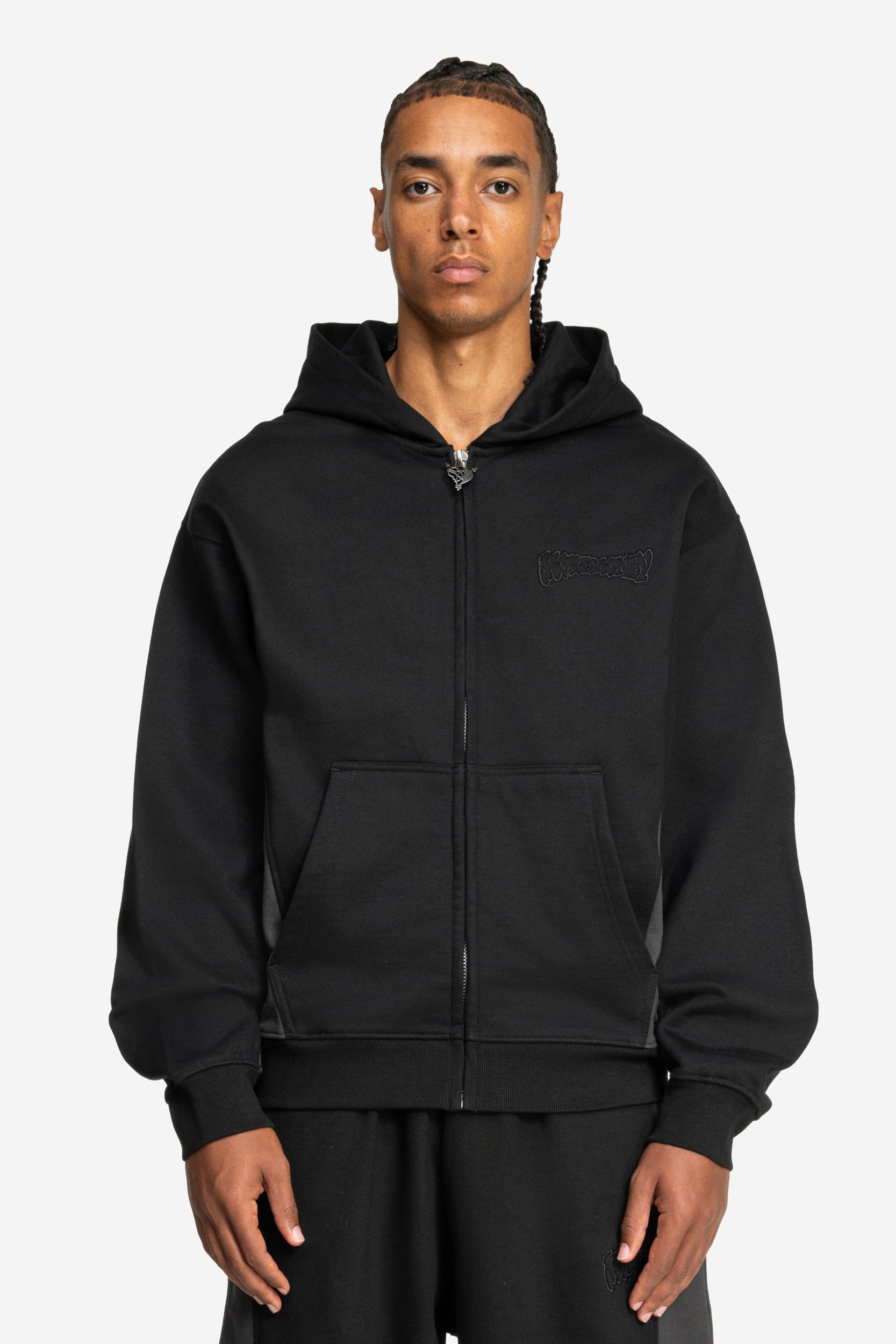 TWO TONE ZIP BLACK