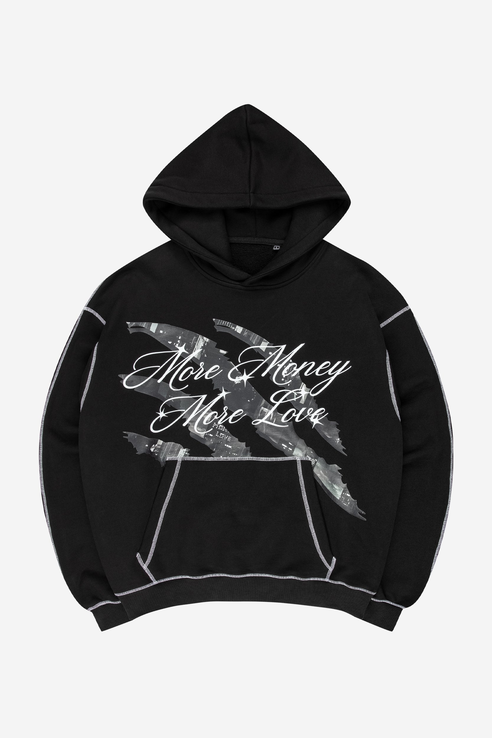 CITY LIGHTS FLATLOCK HOODIE BLACK