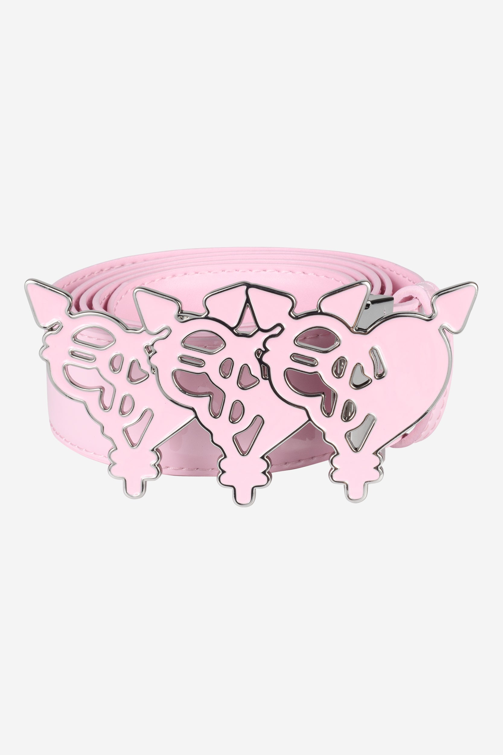 TRIPLE HEART BELT SHINY LIGHT PINK