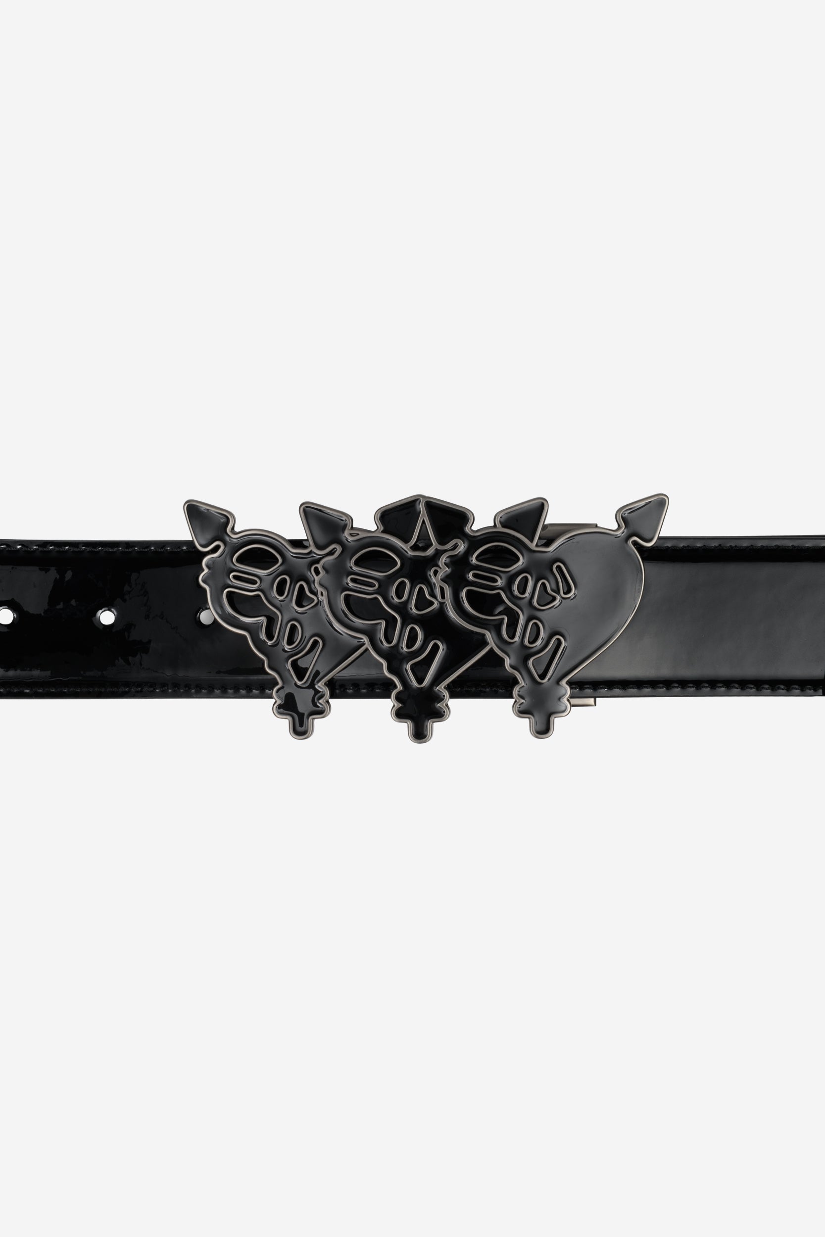 TRIPLE HEART BELT SHINY  BLACK