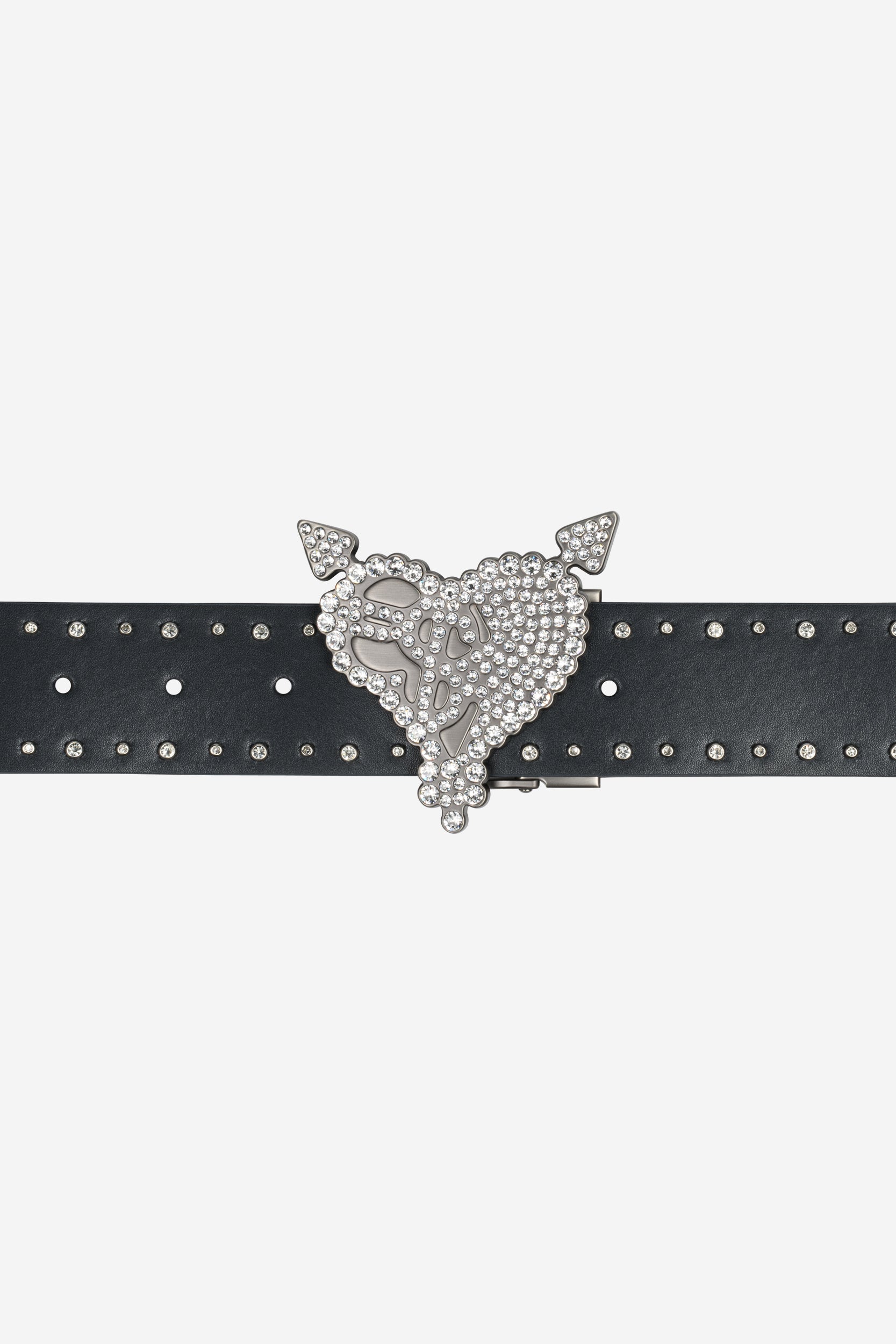 RHINTESTONE HEART BELT DARK GRAY
