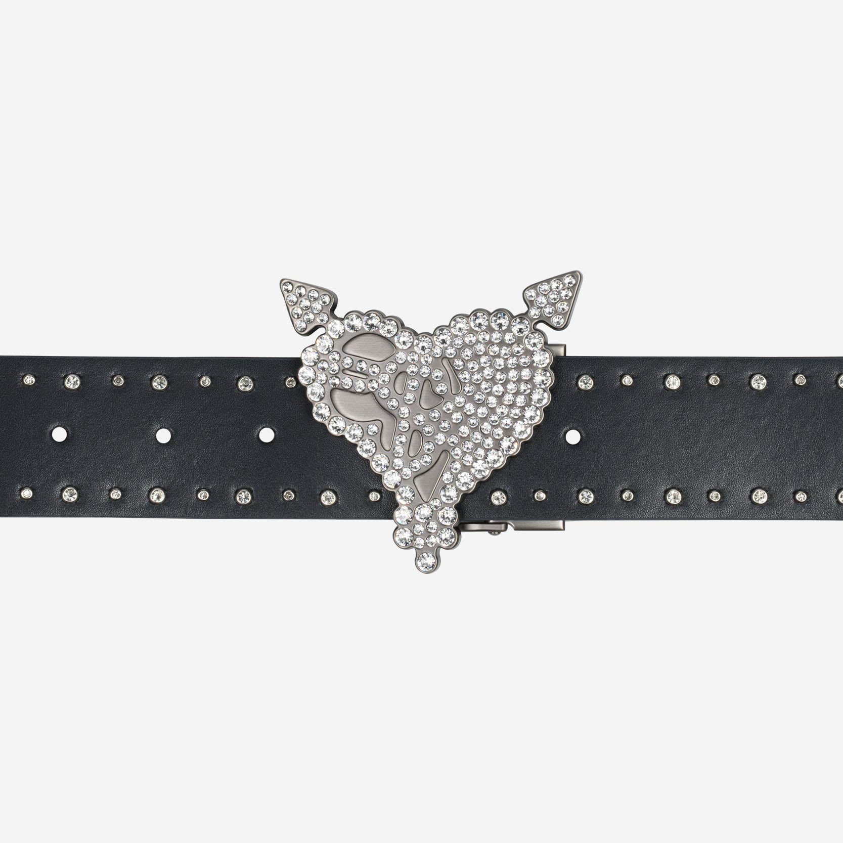 RHINESTONE HEART BELT DARK GREY