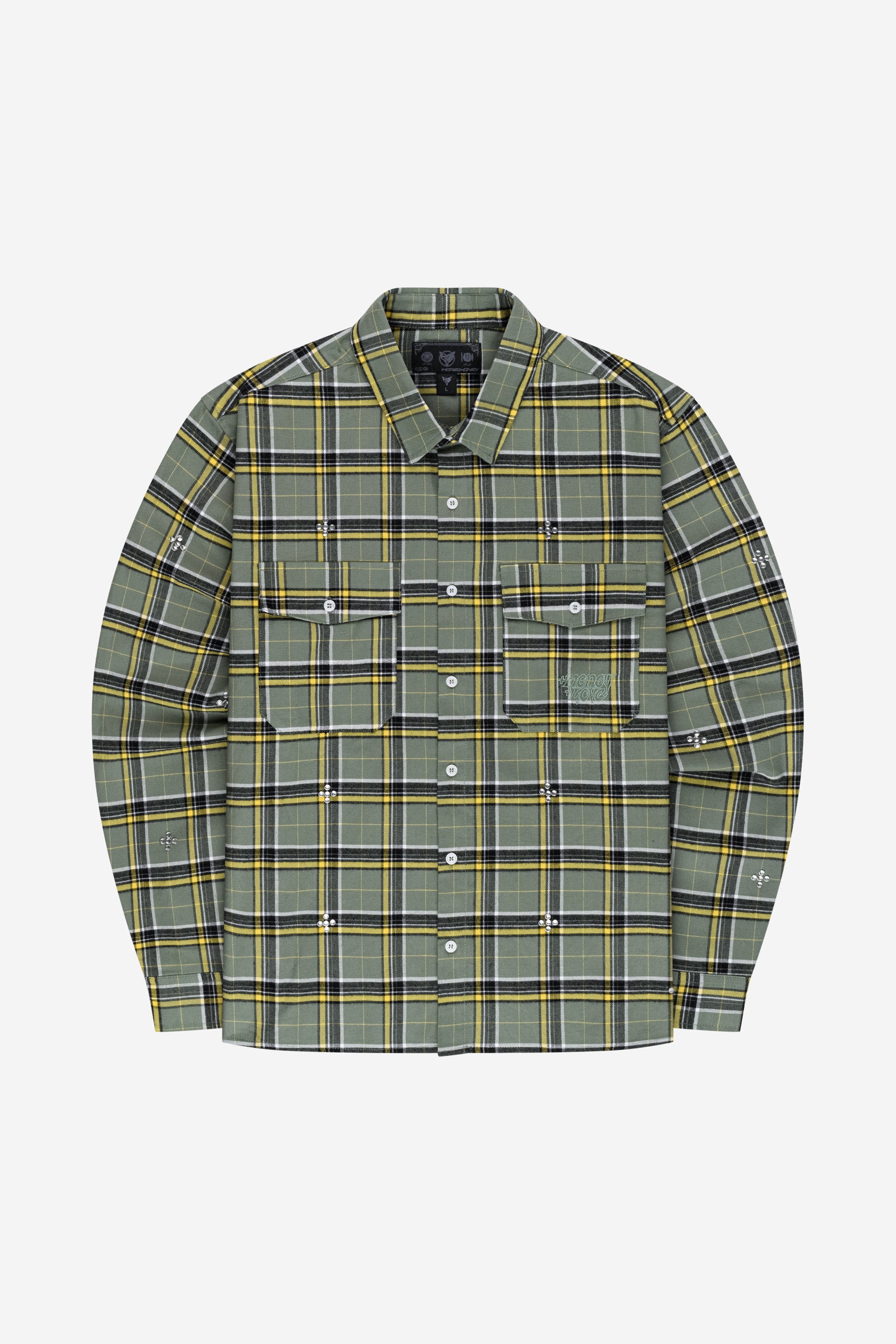 PLUS RHINESTONE FLANNEL GREEN