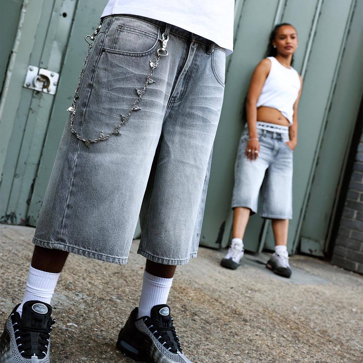 SLIM FIT TEE BLACK (2-PACK) + BASE JORTS LIGHT GREY
