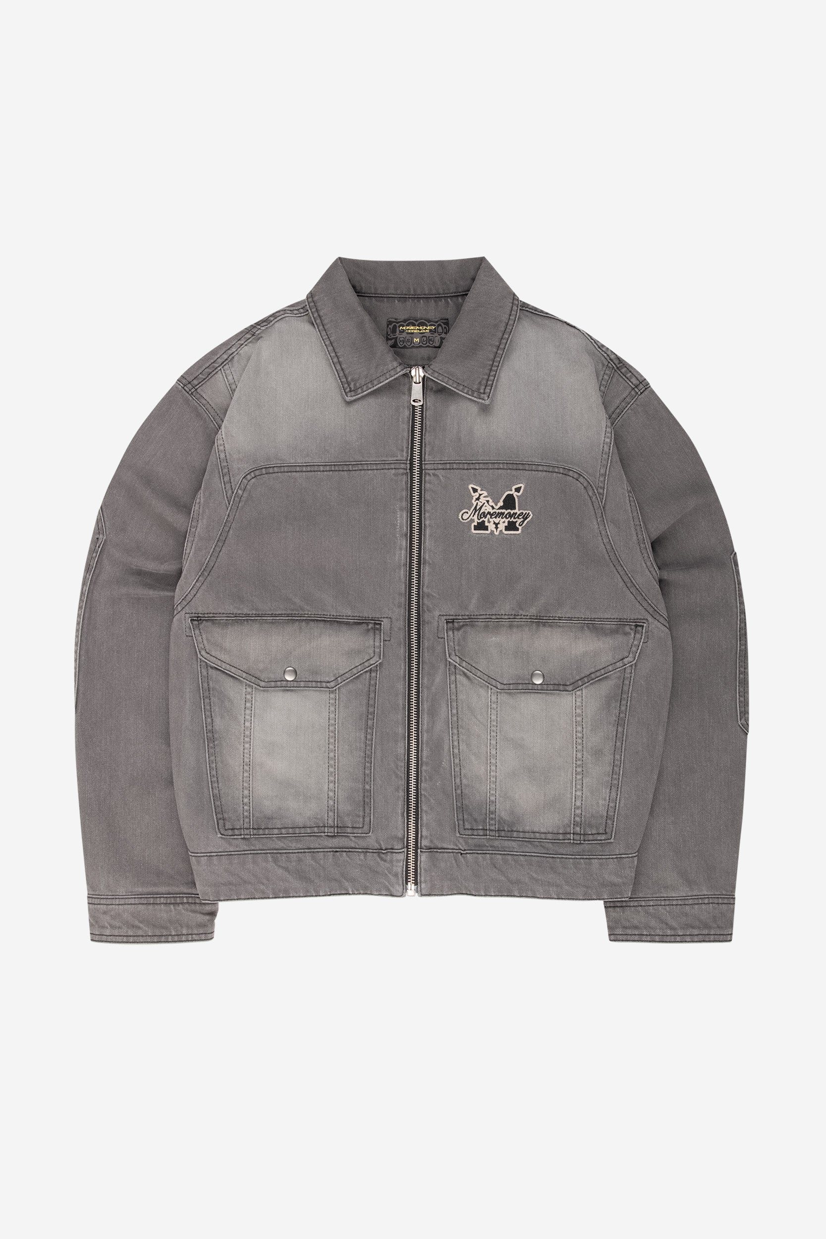 PATCHED UP TRUCKER DENIM JACKET GREY