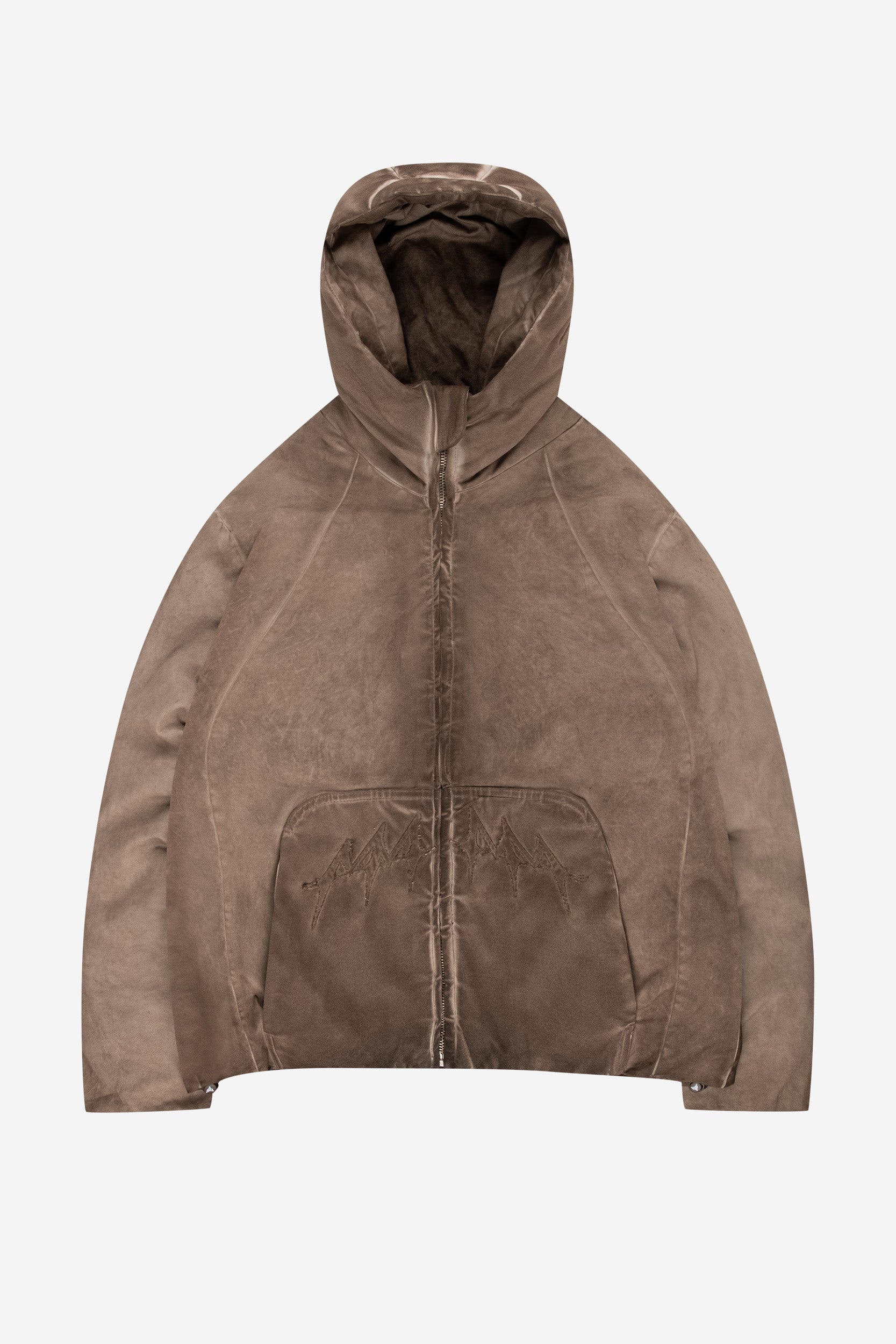 OIL WASHED PUFFER JACKET BROWN