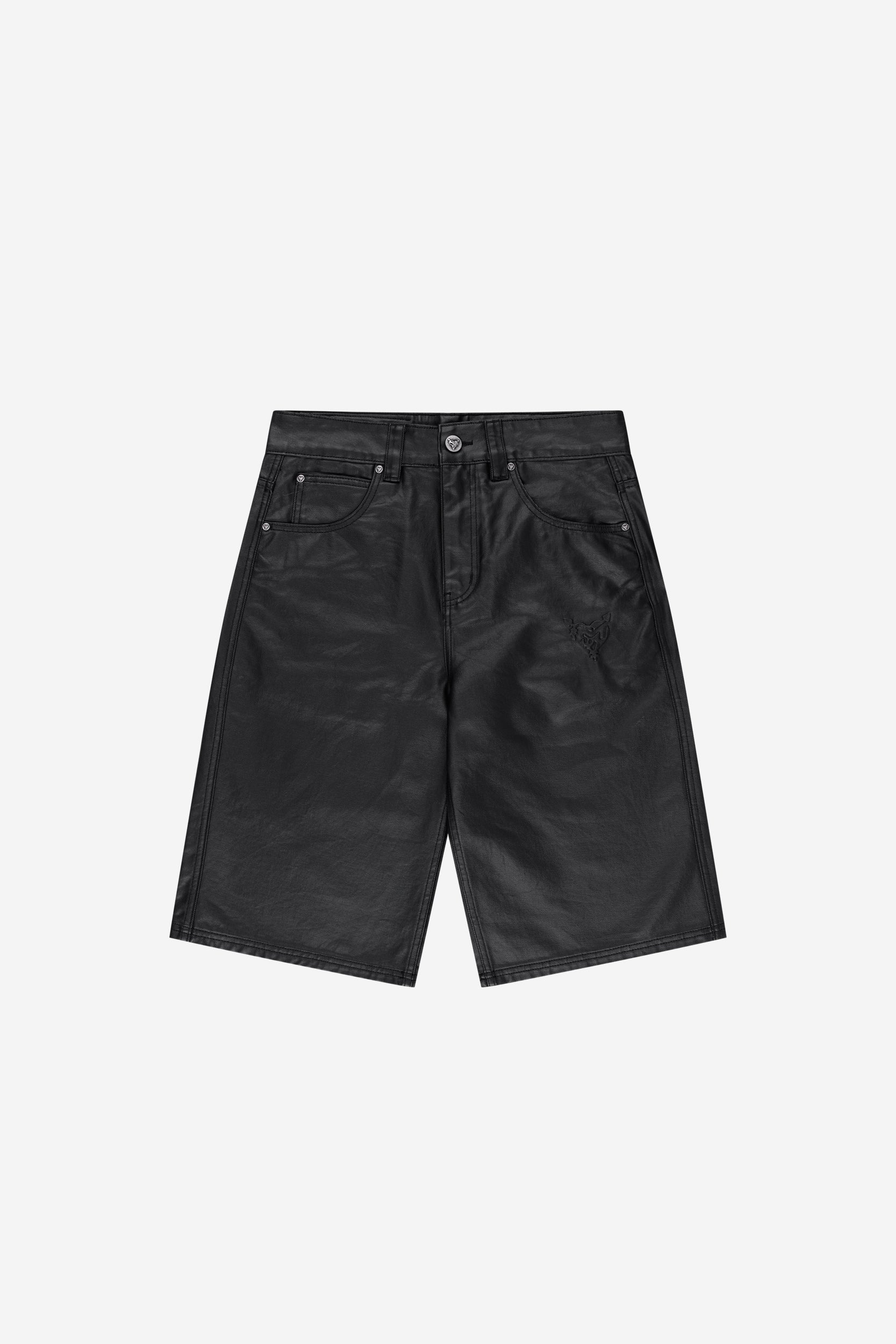 RESTRICTED TEE BLACK + DISTINCTIVE COATED JORTS BLACK