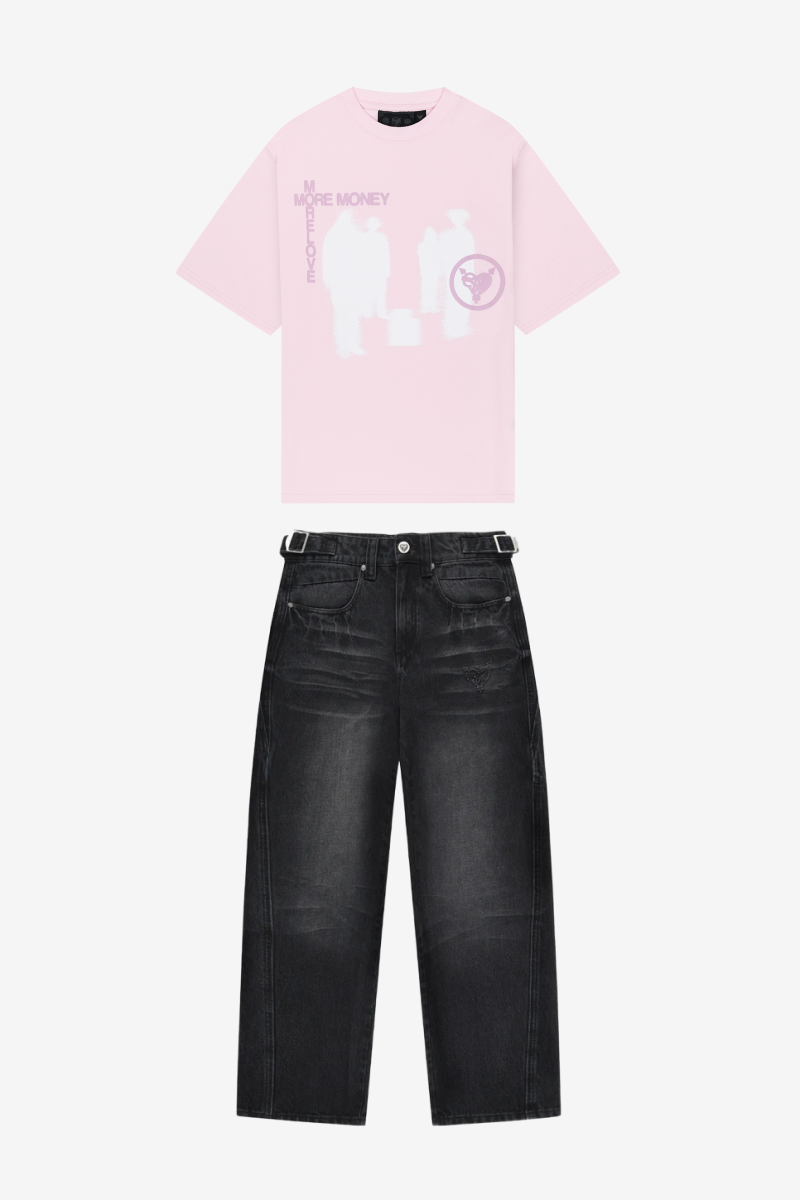 LOST BOND TEE LIGHT PINK + DISTINCTIVE DENIM BLACK