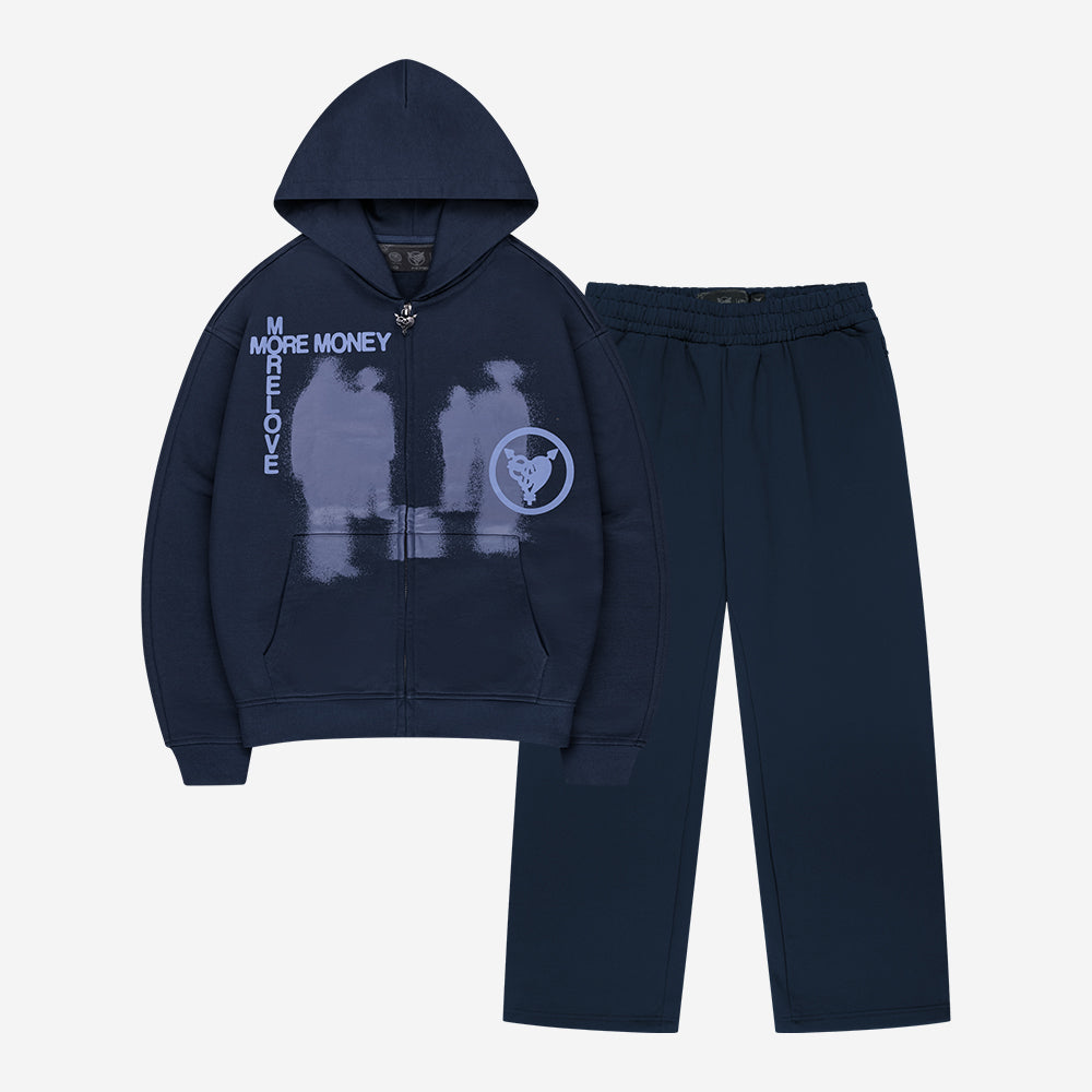 LOST BOND ZIP NAVY + OPEN LEG JOGGER NAVY