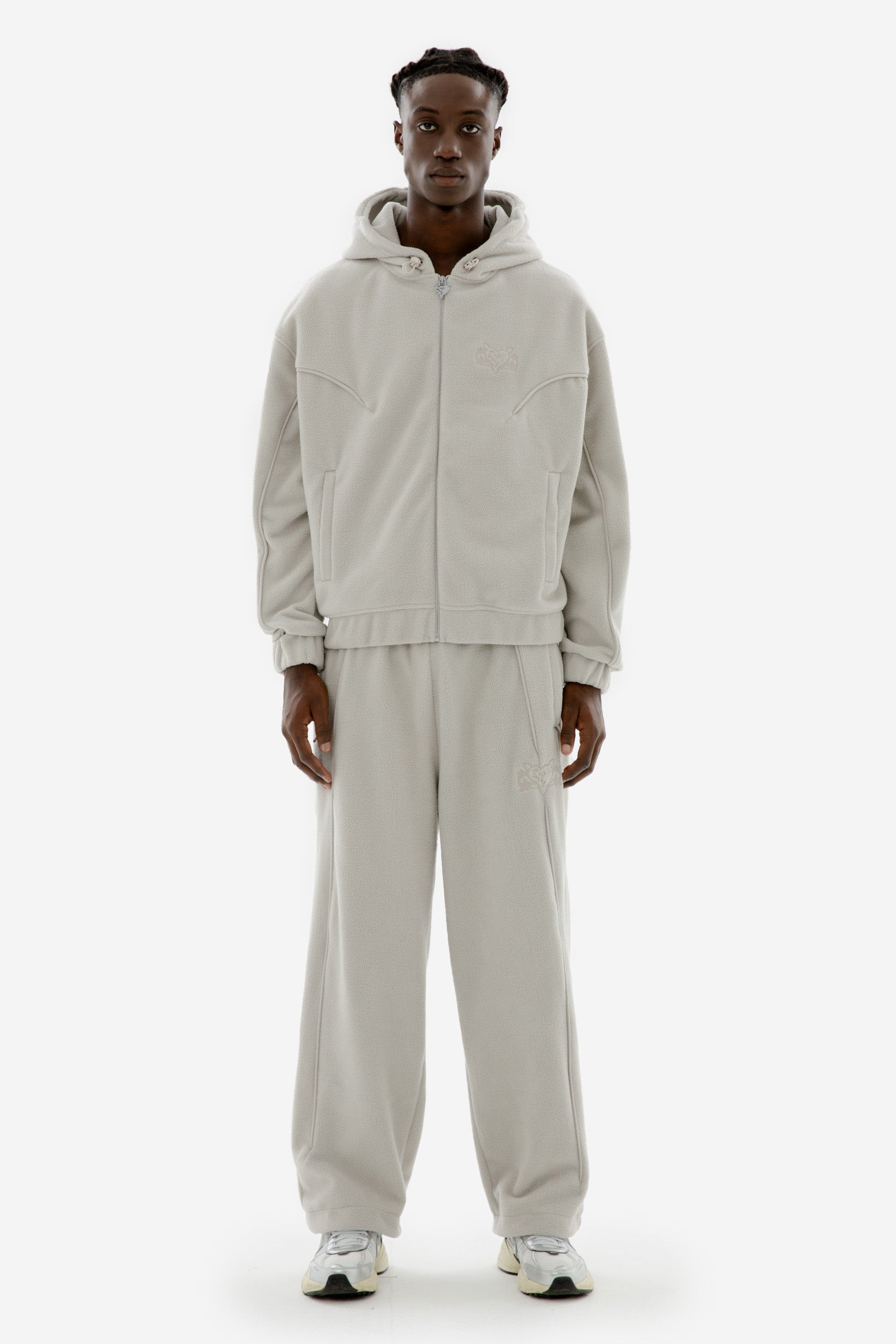 STAR WREATH FLEECE ZIP LIGHT GREY