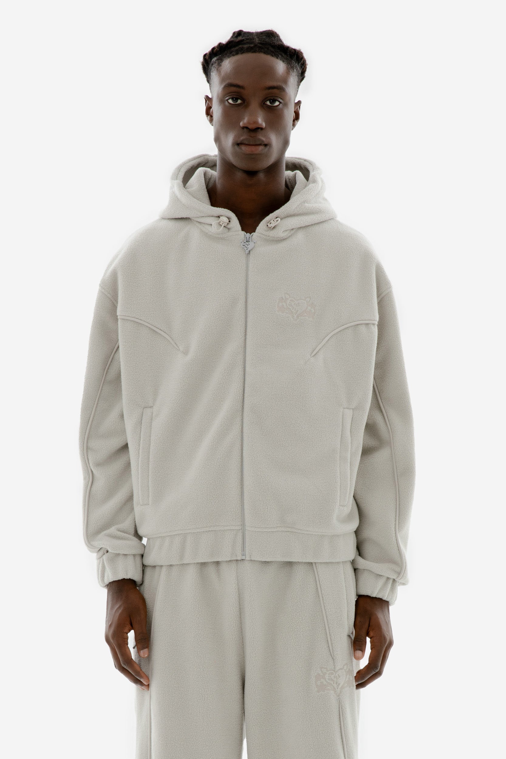 STAR WREATH FLEECE ZIP LIGHT GREY