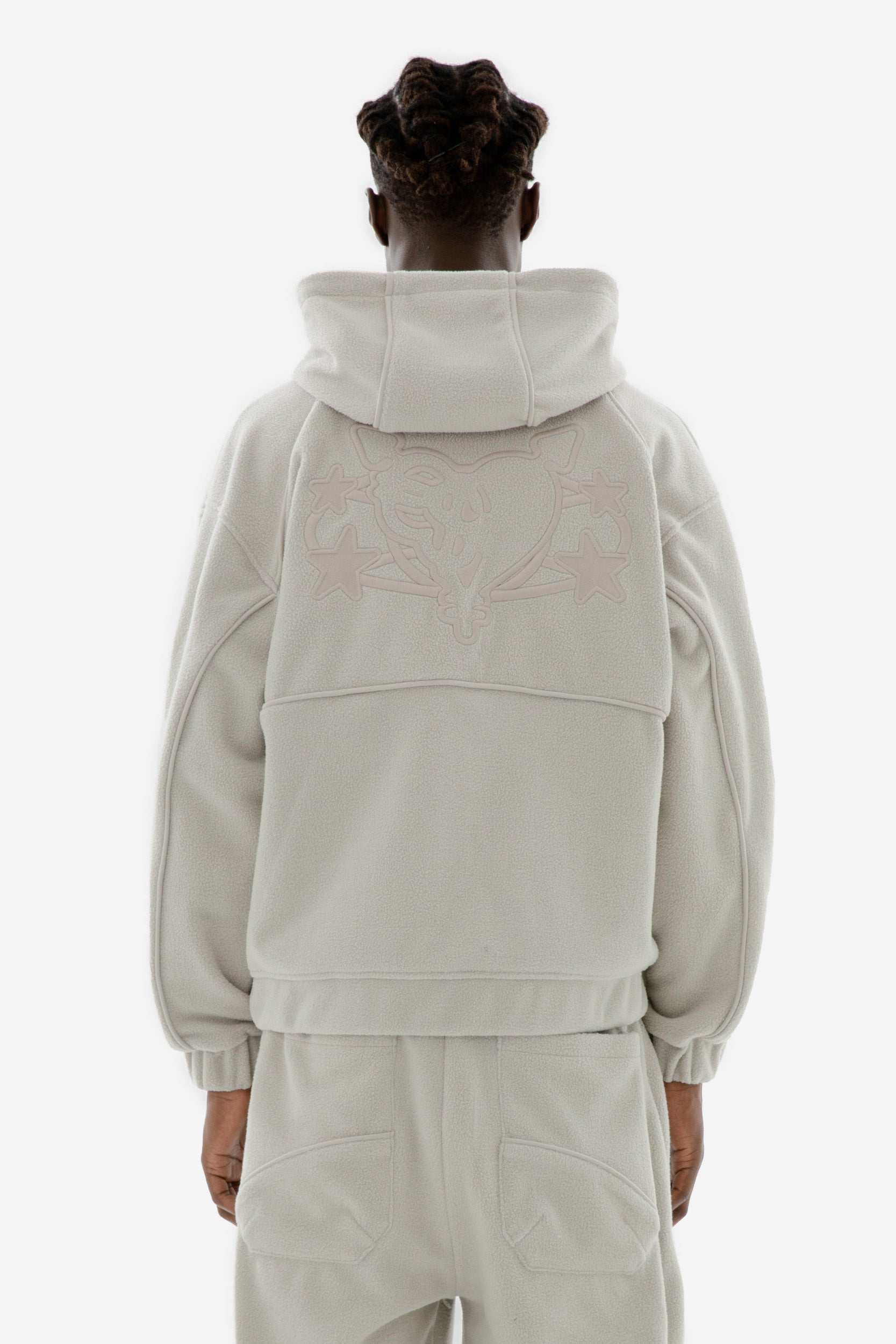 STAR WREATH FLEECE ZIP LIGHT GREY
