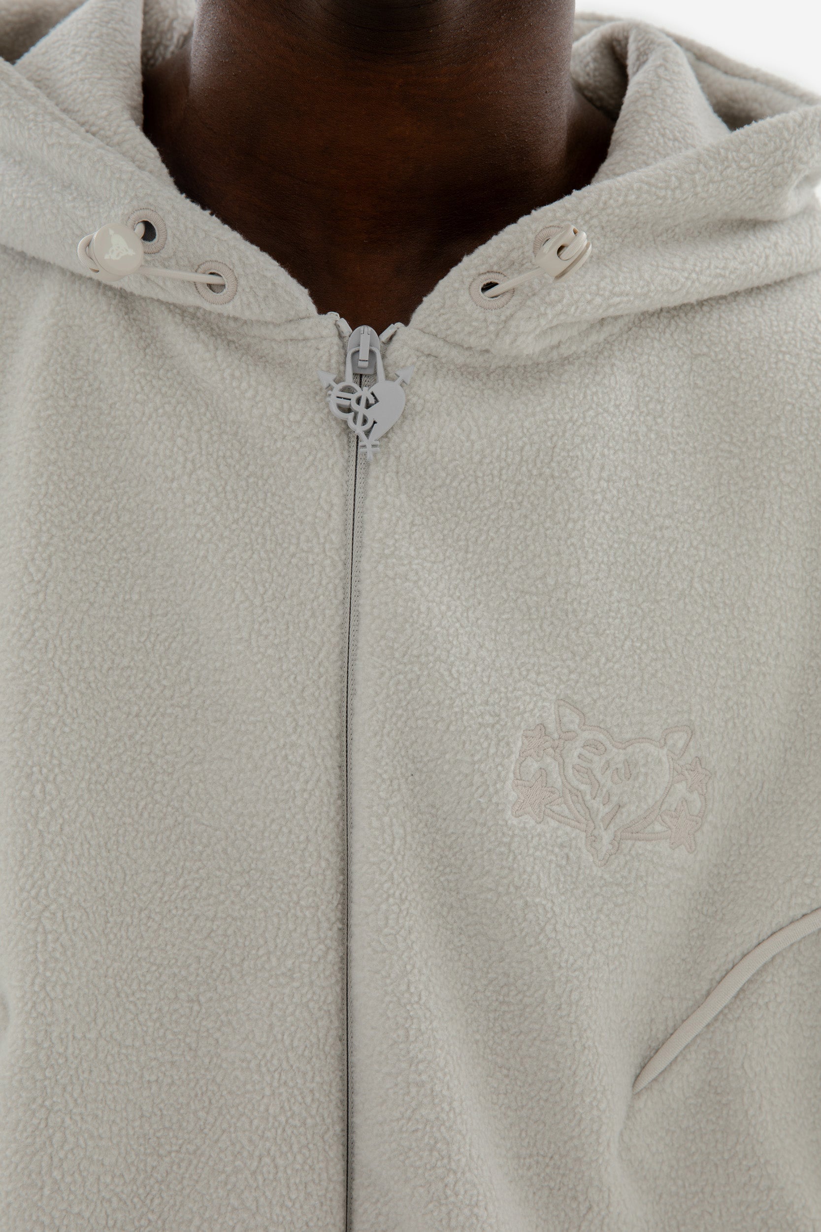 STAR WREATH FLEECE ZIP LIGHT GREY