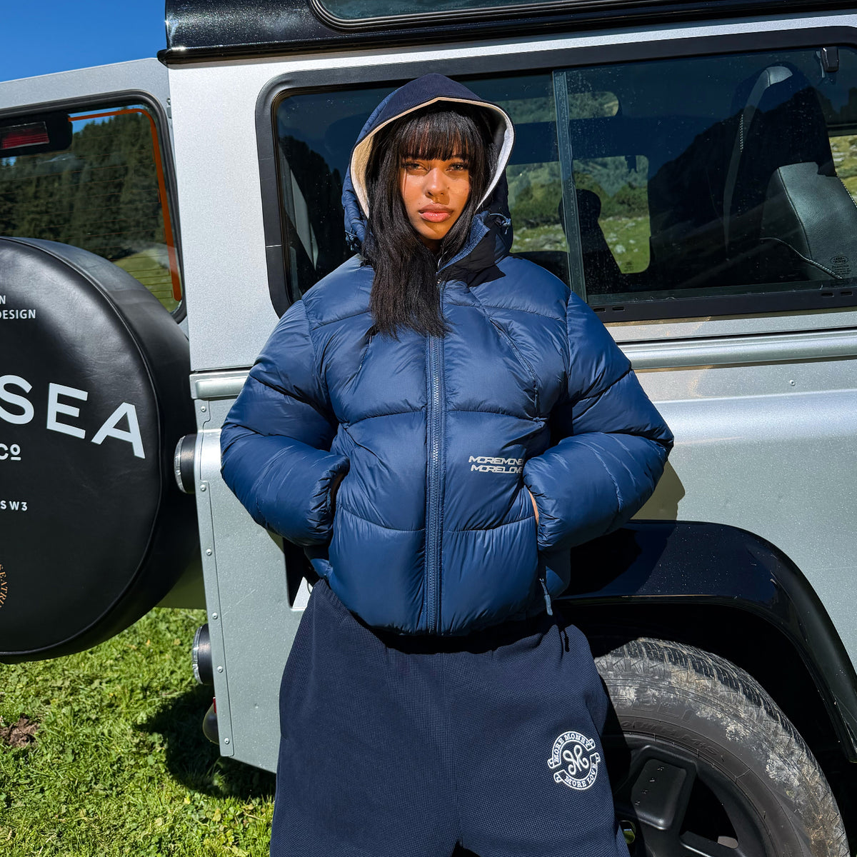 MORE MONEY BIG PUFFER NAVY + LEGACY WAFFLE JOGGER DARK NAVY