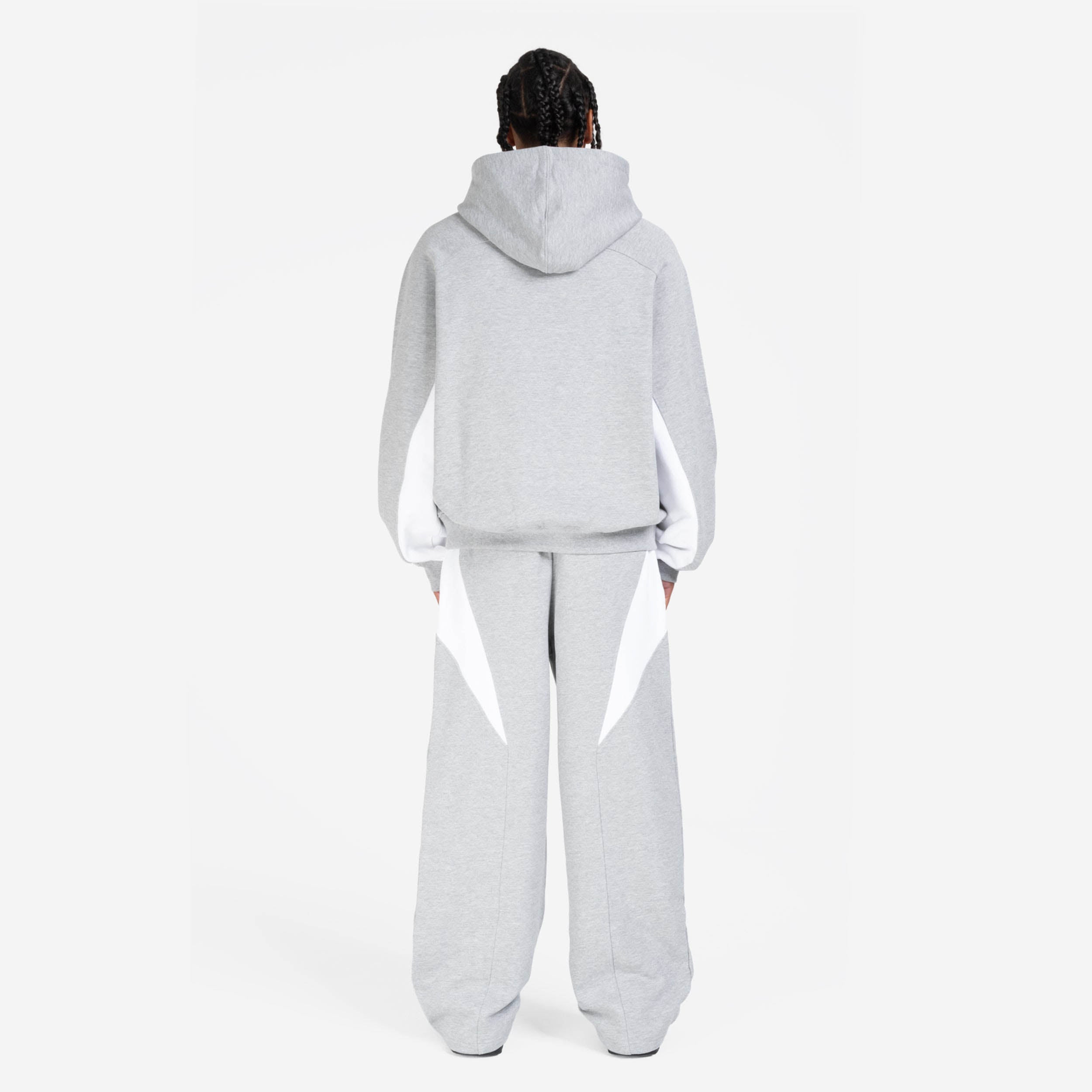PANEL HOODIE GREY MELANGE