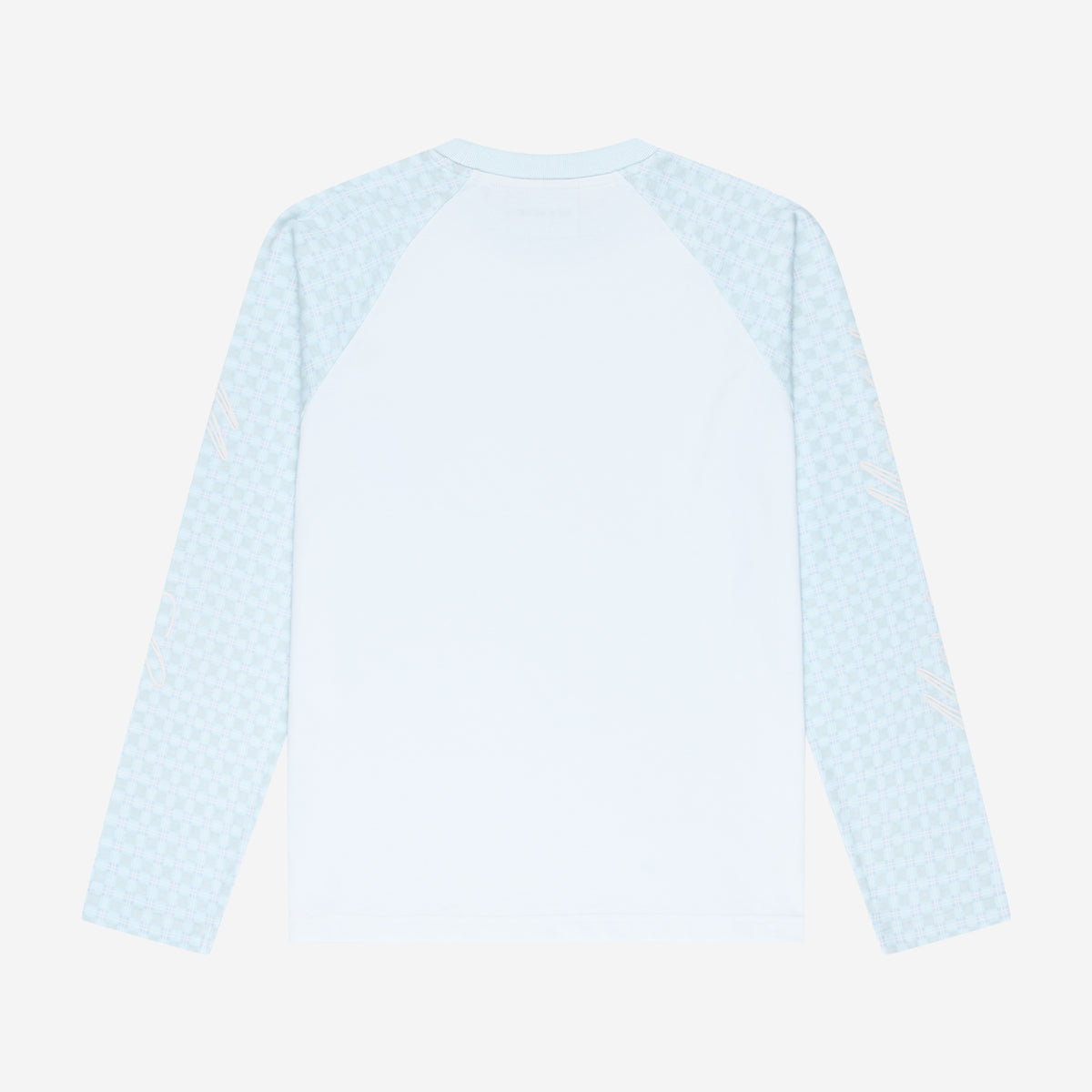 PLAID SCRIPT RAGLAN LONGSLEEVE AIR BLUE
