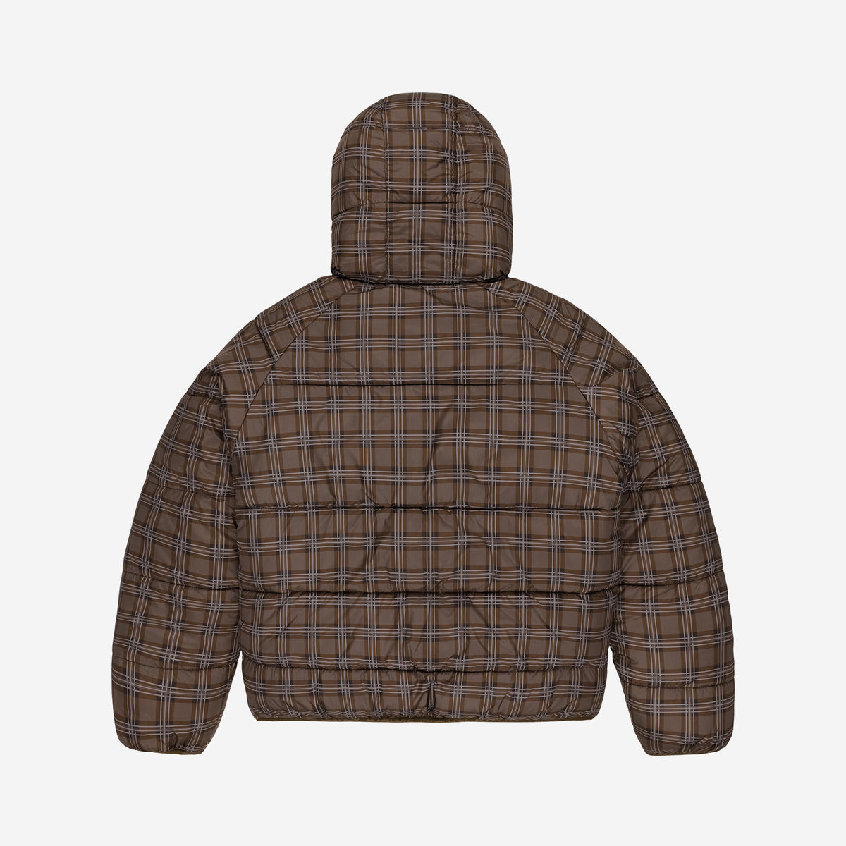 REVERSIBLE PLAID PUFFER BROWN