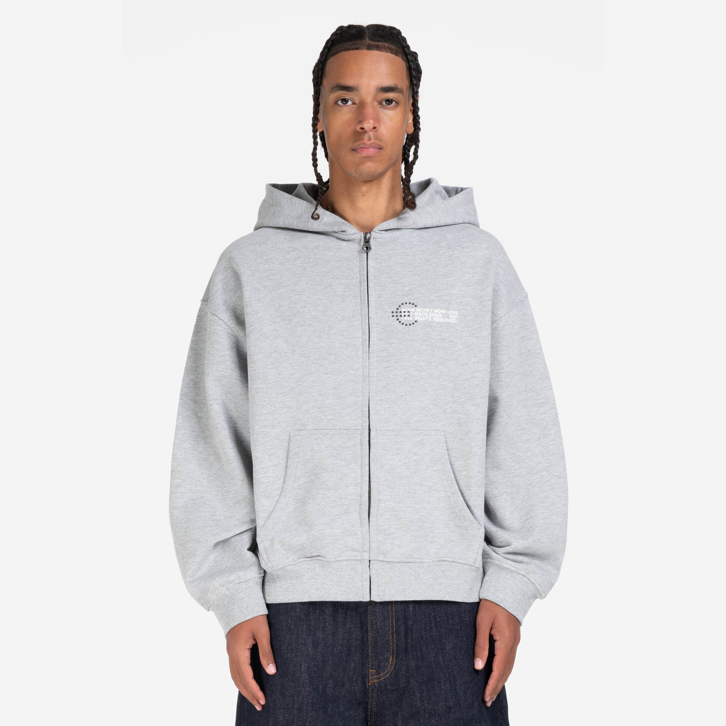 PROFIT ZIP HOODIE GREY MELANGE