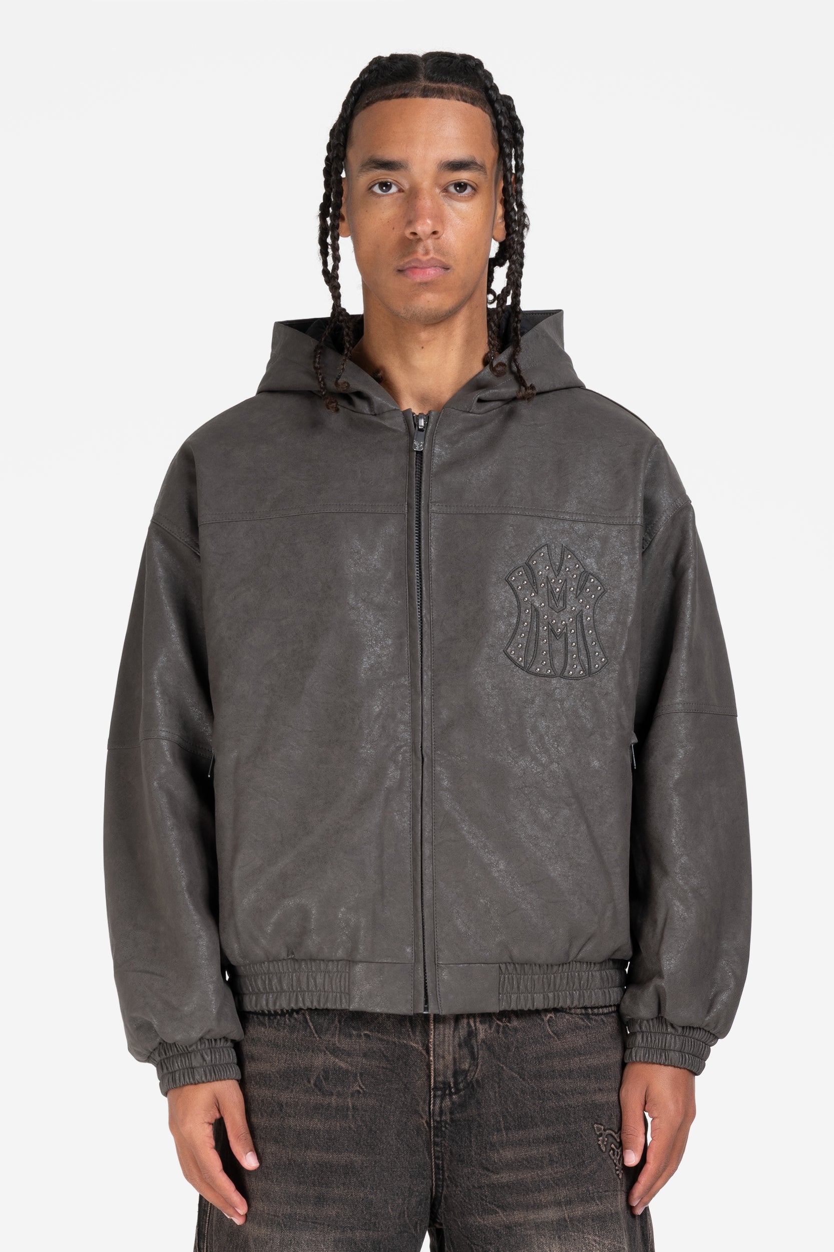 DA BIG M LEATHER JACKET DARK BROWN