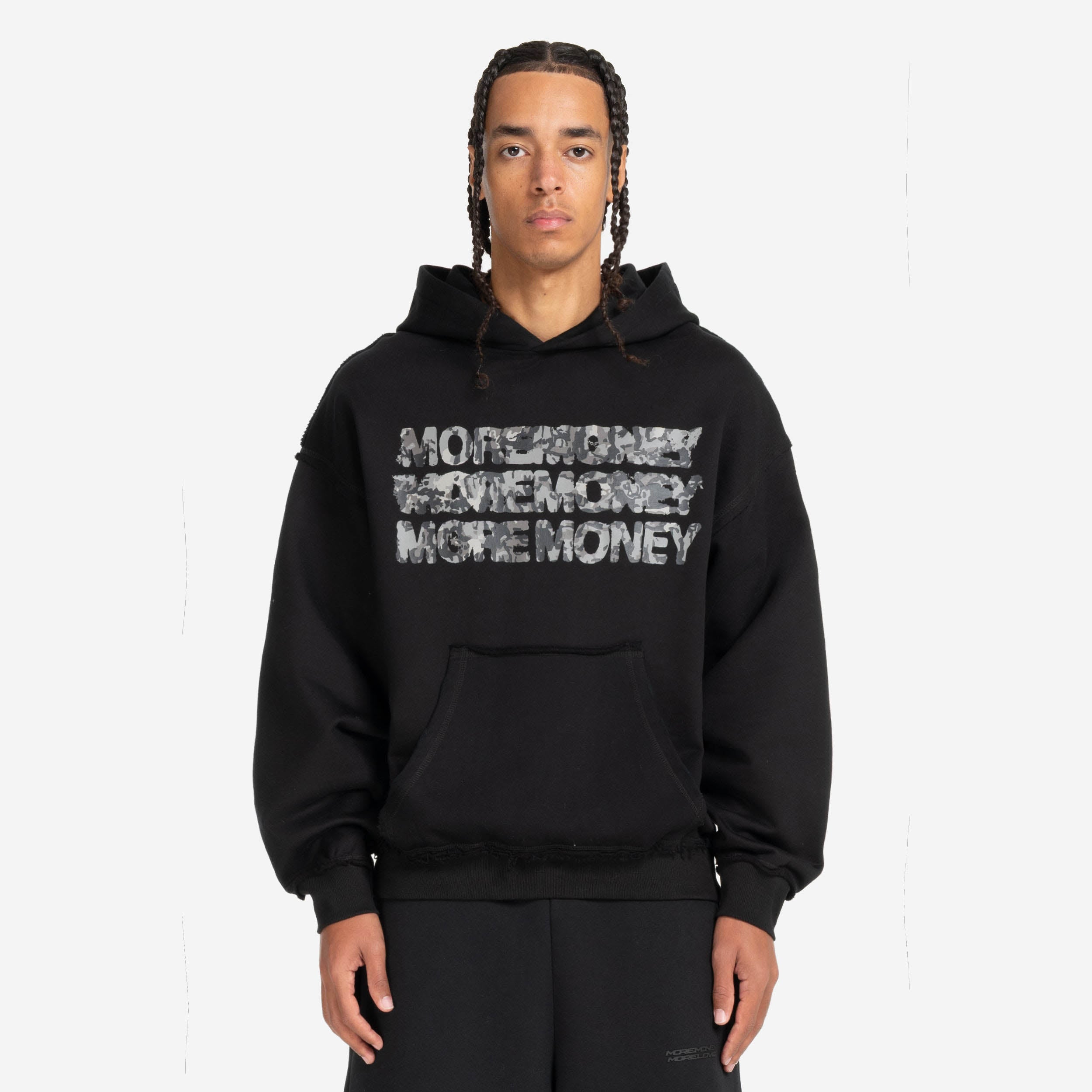 MONEY CALLING FLATLOCK HOODIE BLACK