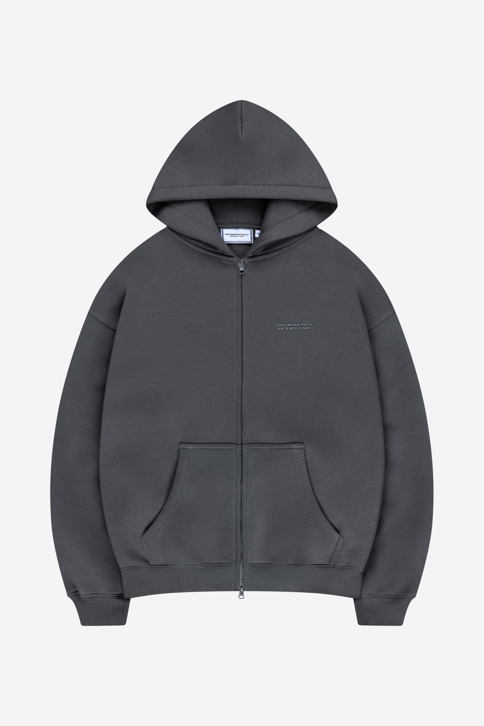 Dark Grey Tencel Hooded Zip-up Slim-fit Long Sleeves main image 1