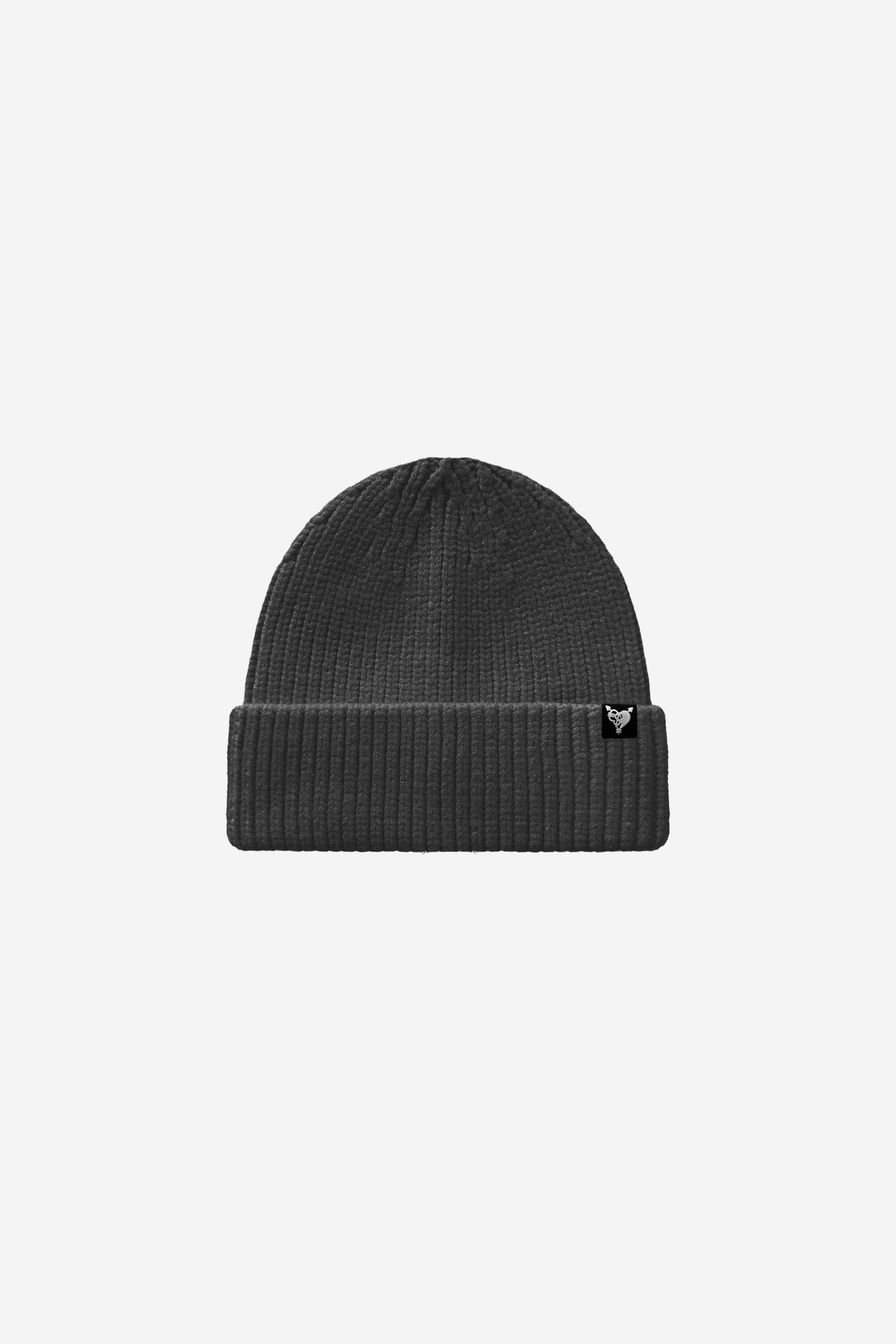 RIB KNIT BEANIE DARK GREY
