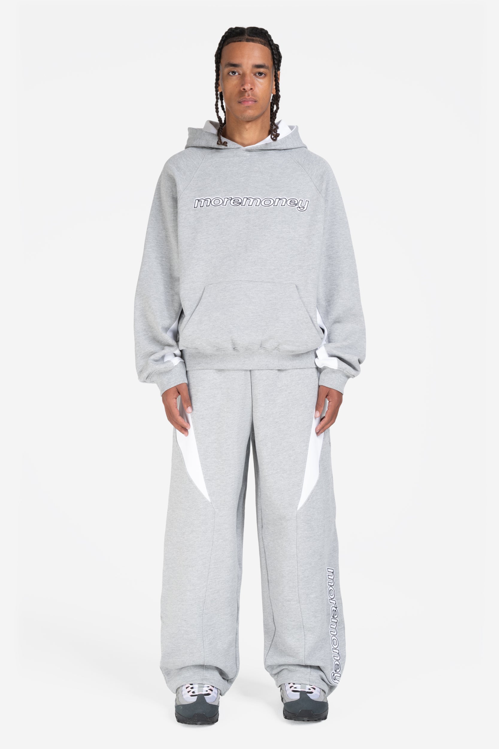 PANEL HOODIE GREY MELANGE