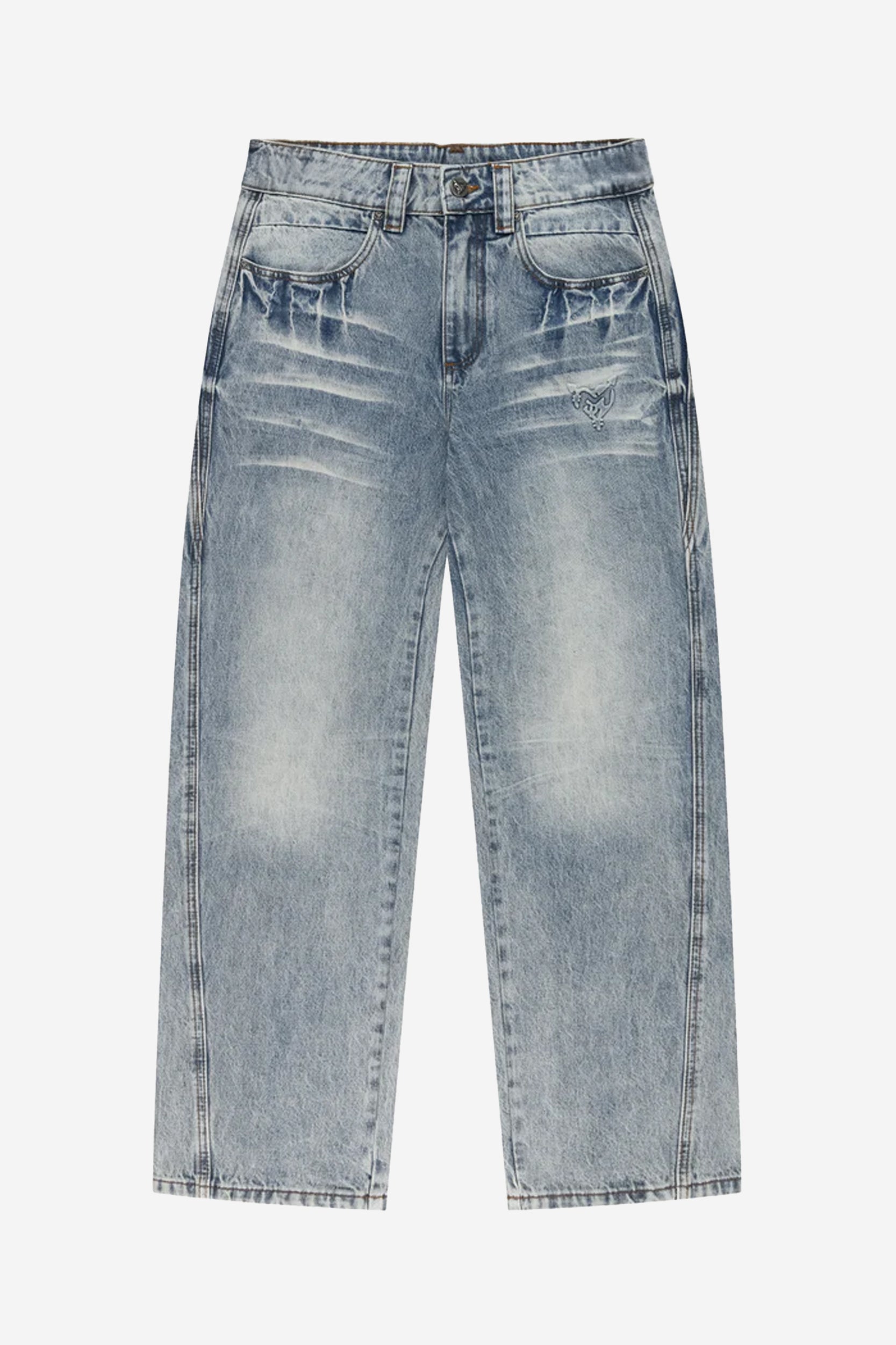 WASHED KNIT SWEATER ANTRACITE + DISTINCTIVE DENIM WASHED BLUE