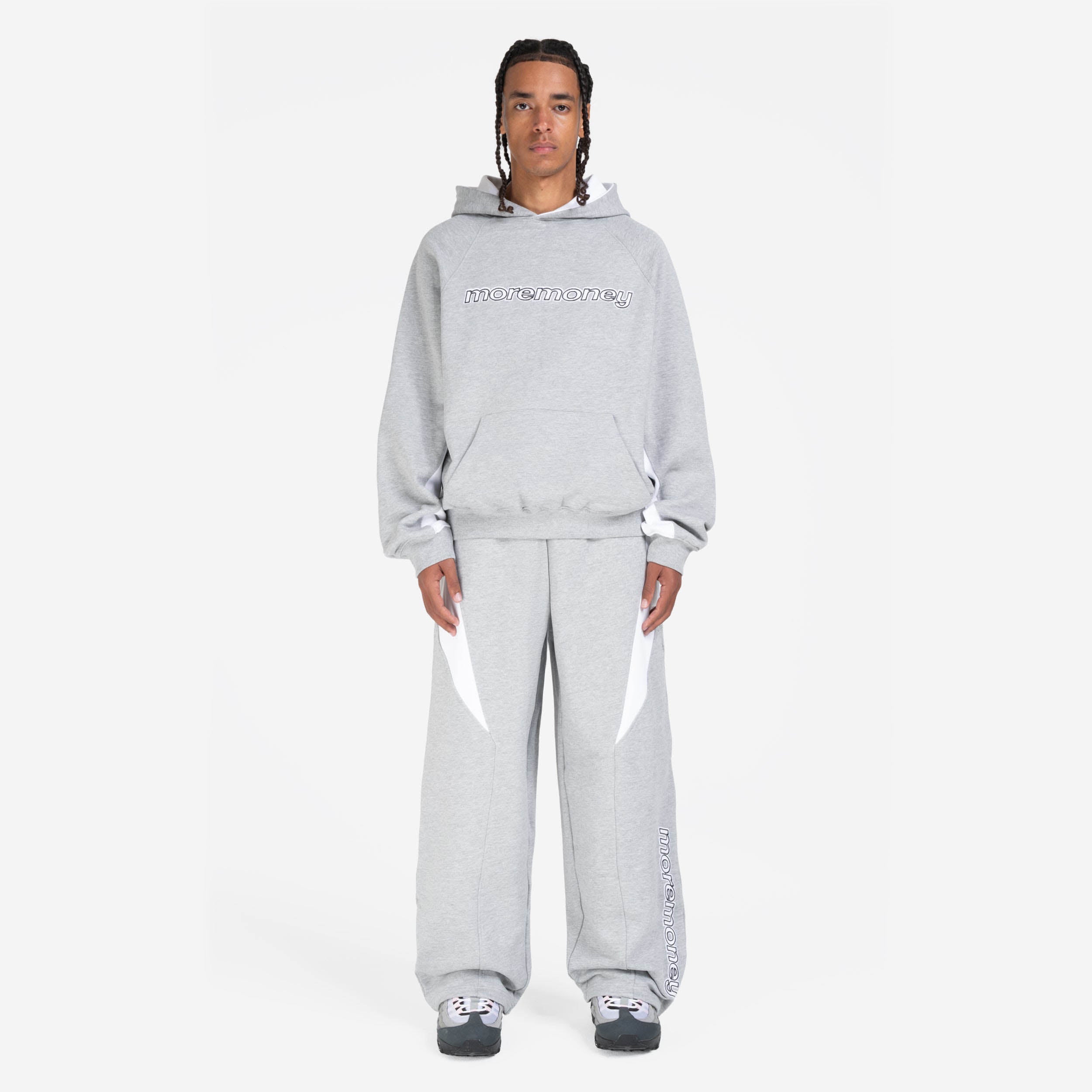 PANEL HOODIE GREY MELANGE