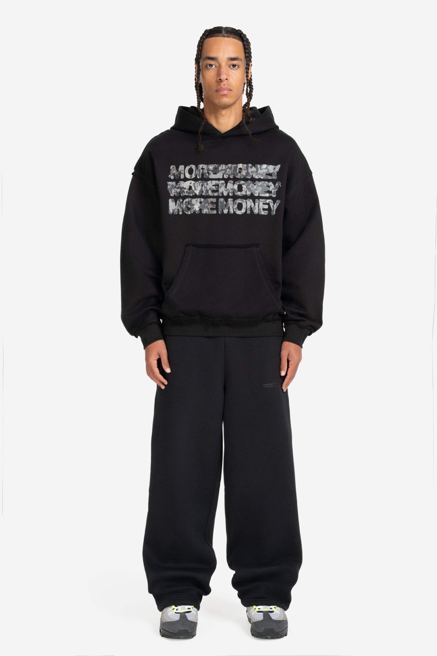 MONEY CALLING FLATLOCK HOODIE BLACK