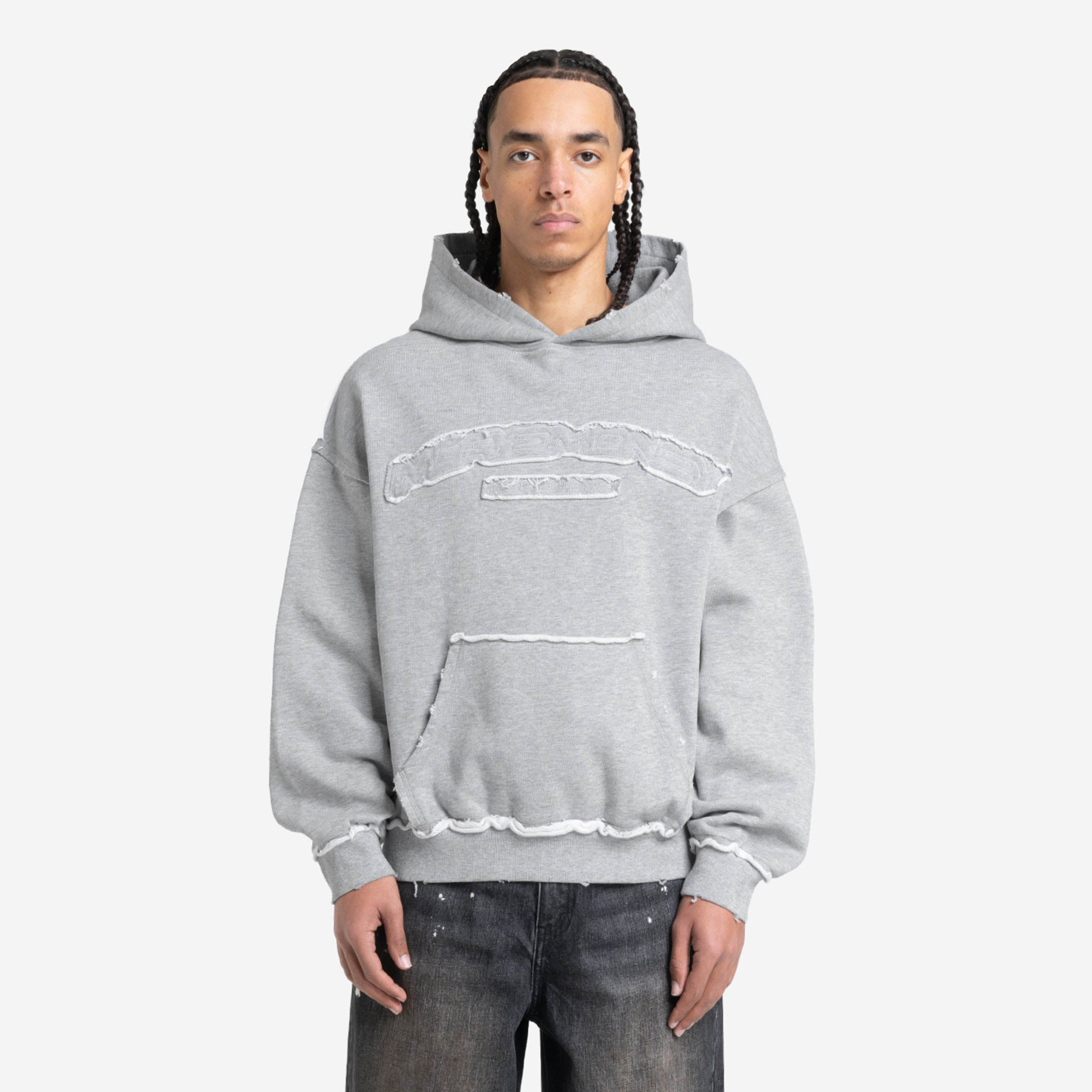 ROUGH HOODIE GREY MELANGE