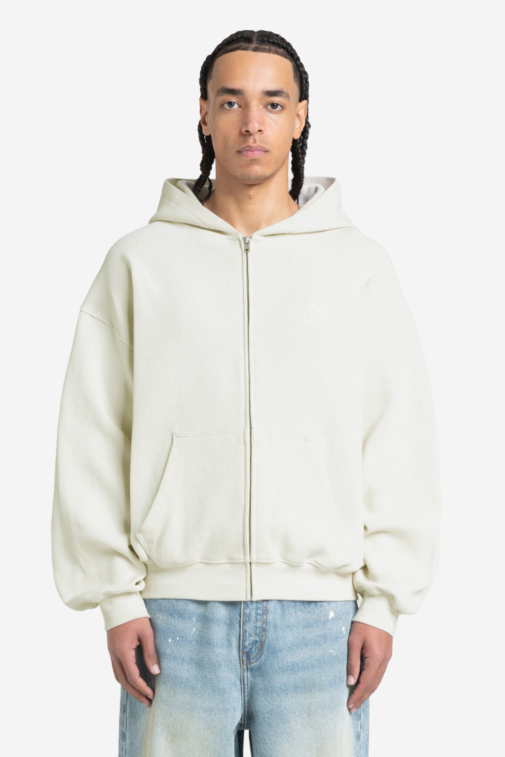 LEGACY WAFFLE ZIP HOODIE CREAM