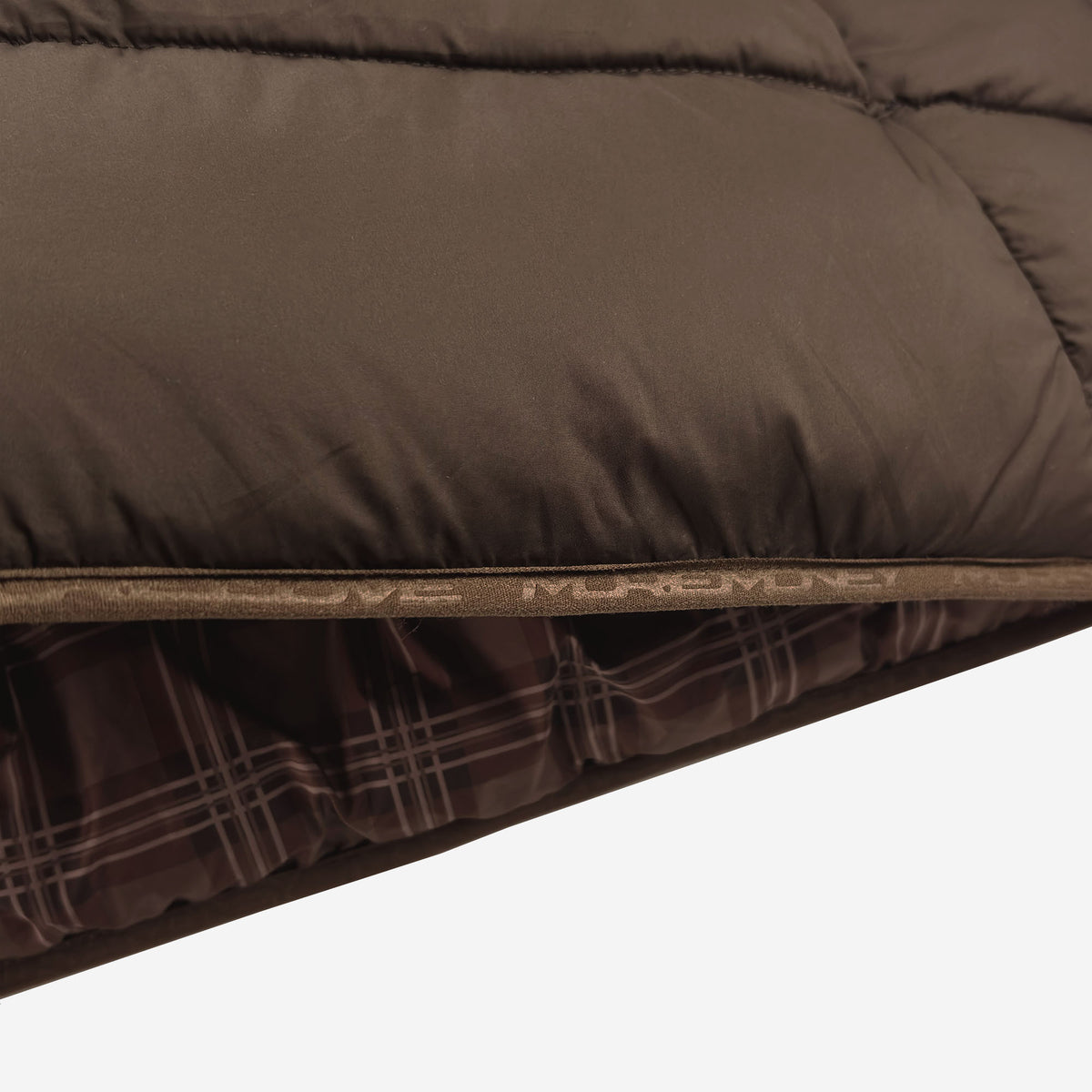 REVERSIBLE PLAID PUFFER BROWN
