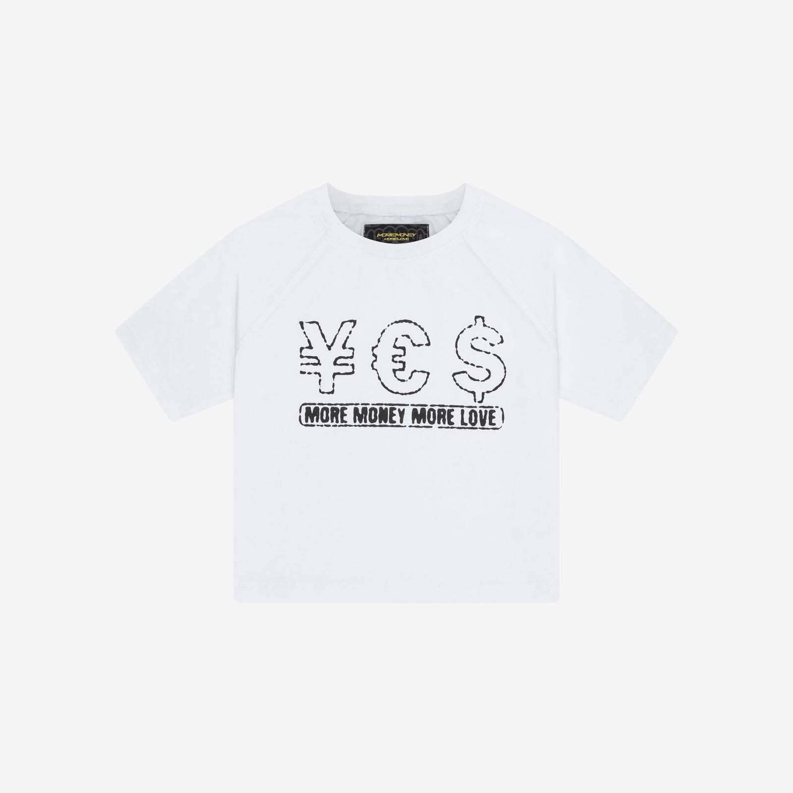 MORE MONEY YES CROP TOP WHITE