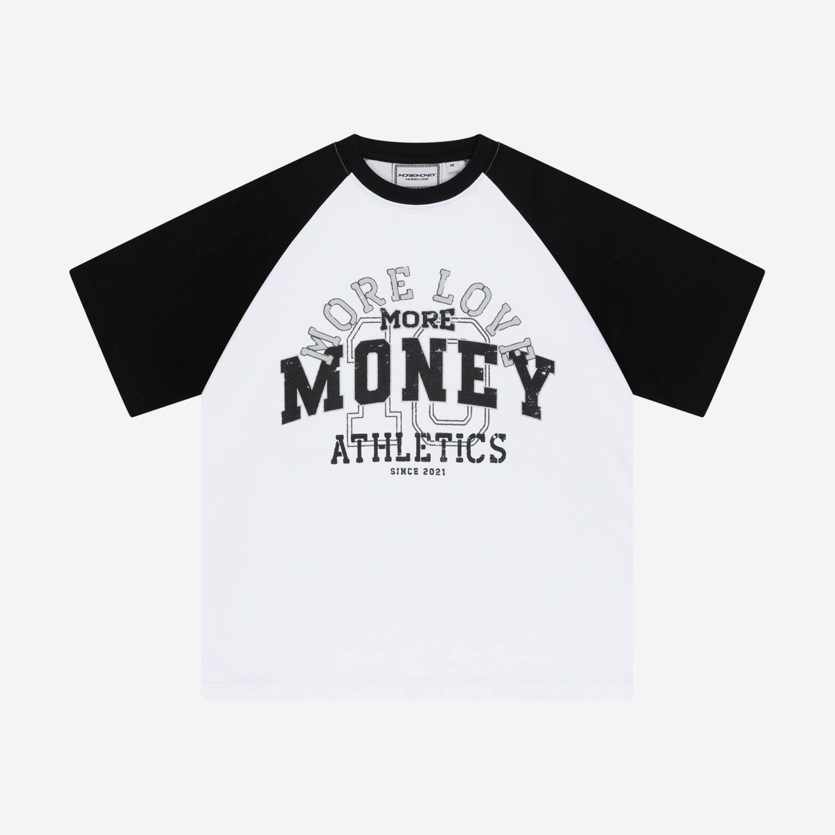 VINTAGE ATHL. RAGLAN TEE WHITE/BLACK + BASE JORTS VINTAGE BLUE