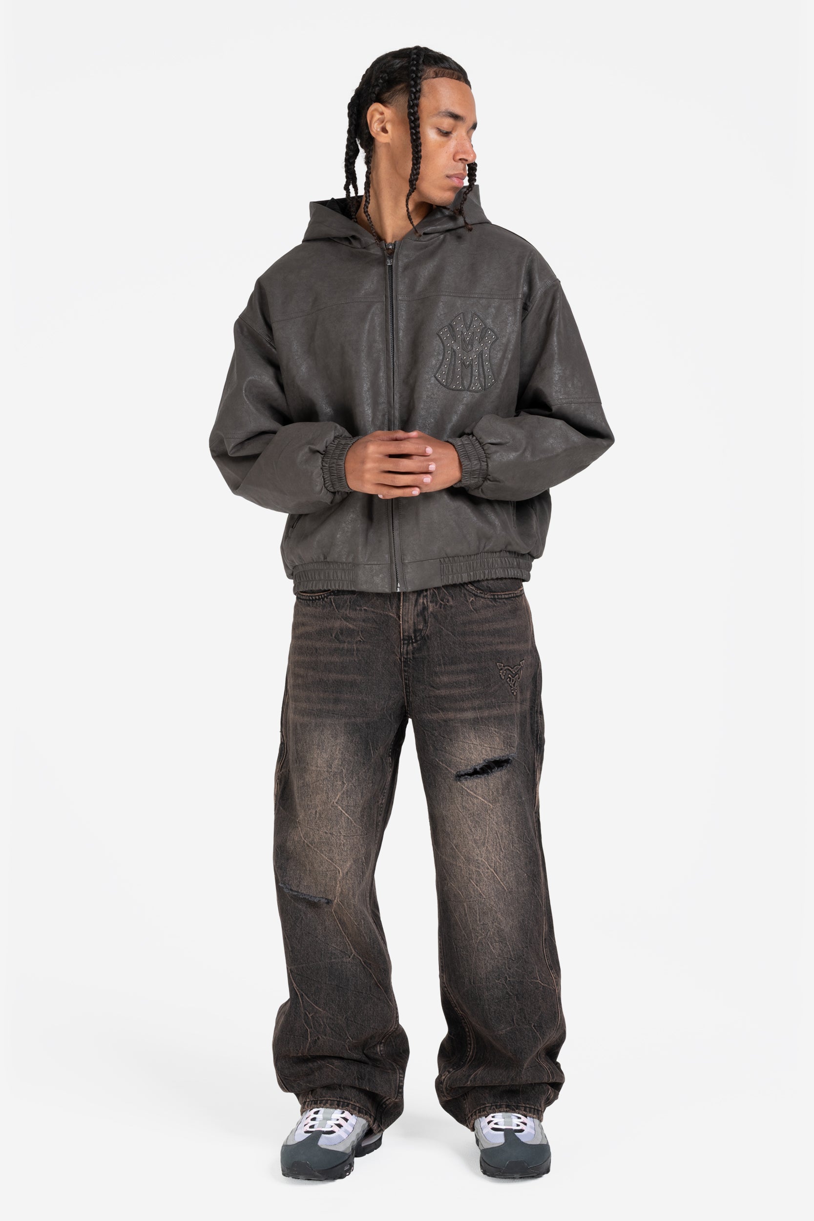 DA BIG M LEATHER JACKET DARK BROWN