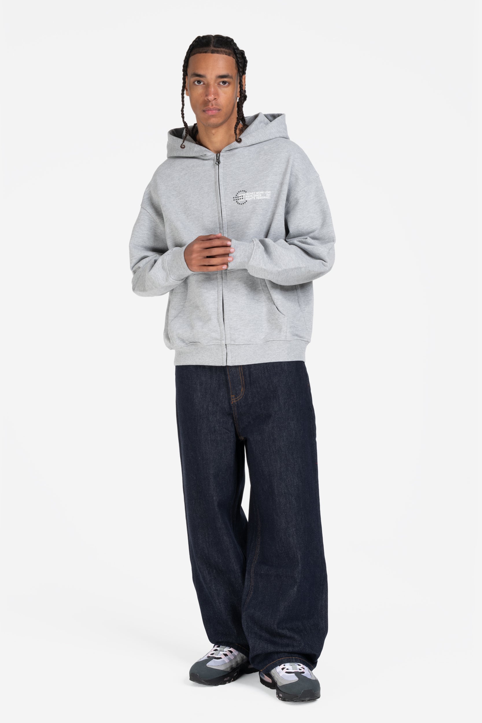 PROFIT ZIP HOODIE GREY MELANGE