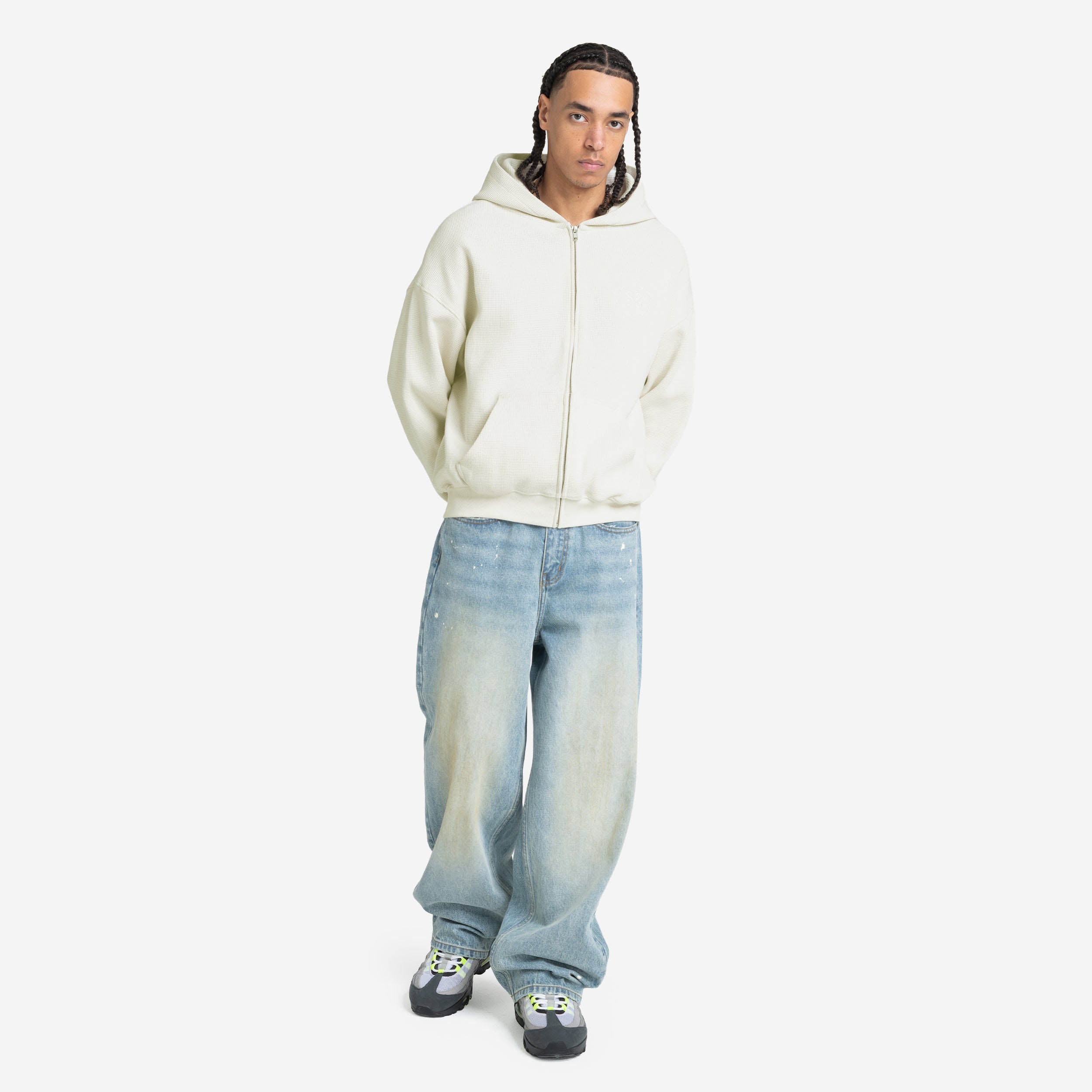 LEGACY WAFFLE ZIP HOODIE CREAM