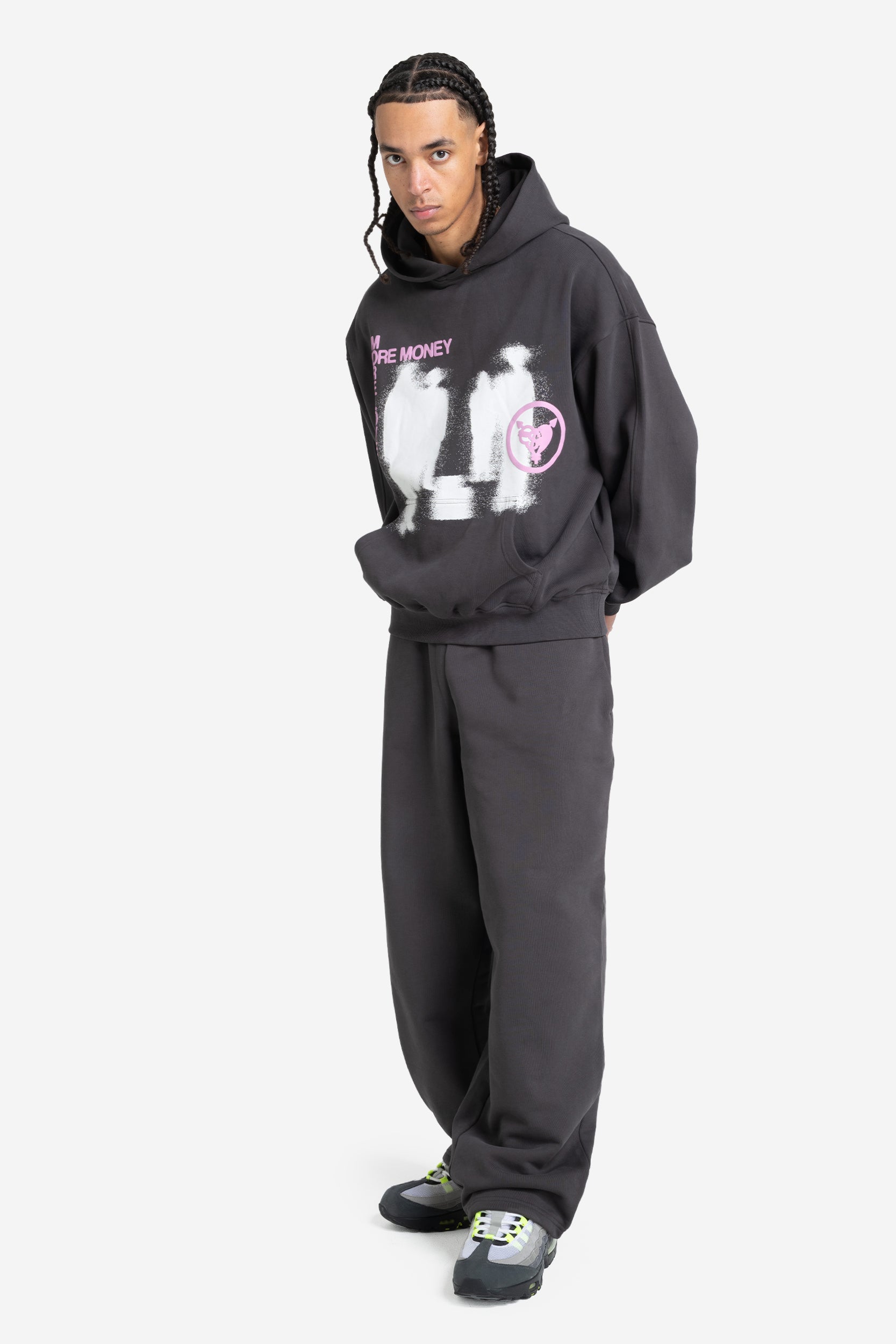 . LOST BOND HOODIE DARK GREY + OPEN LEG JOGGER DARK GREY