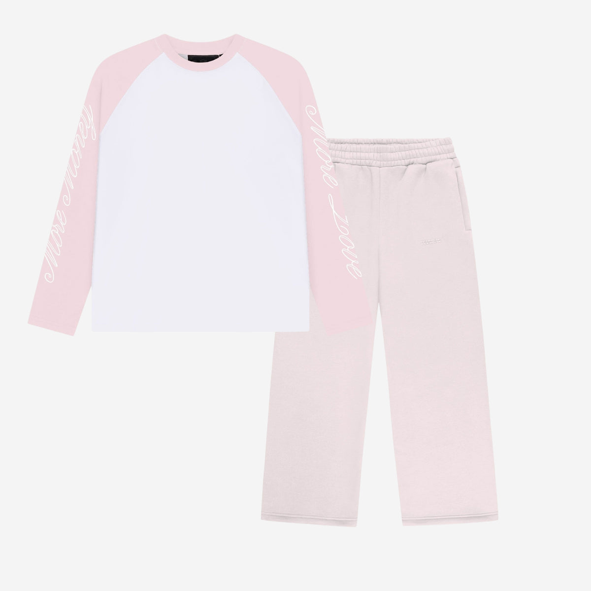 SCRIPT RAGLAN LONGSLEEVE PINK + CLOUDS JOGGER PINK