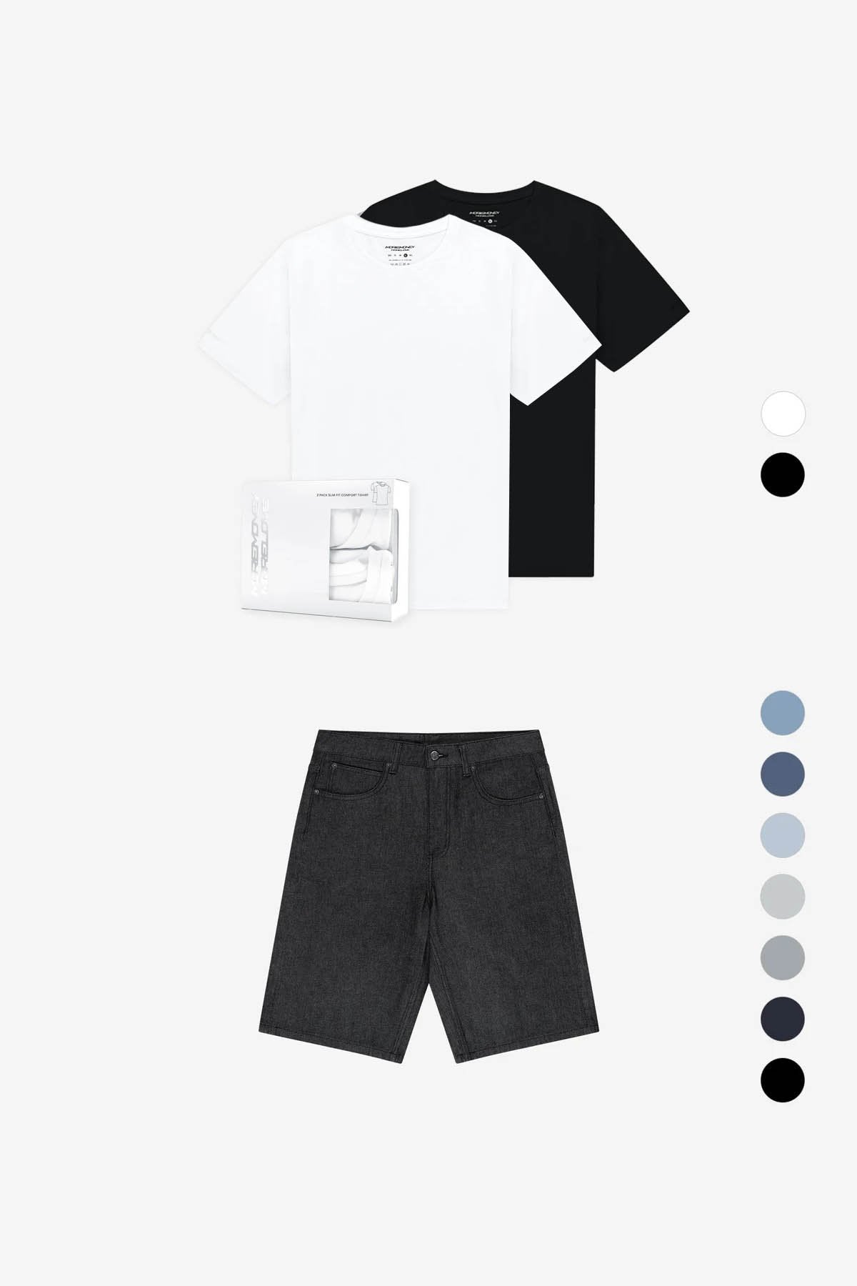2 SLIM FIT TEES + JORTS